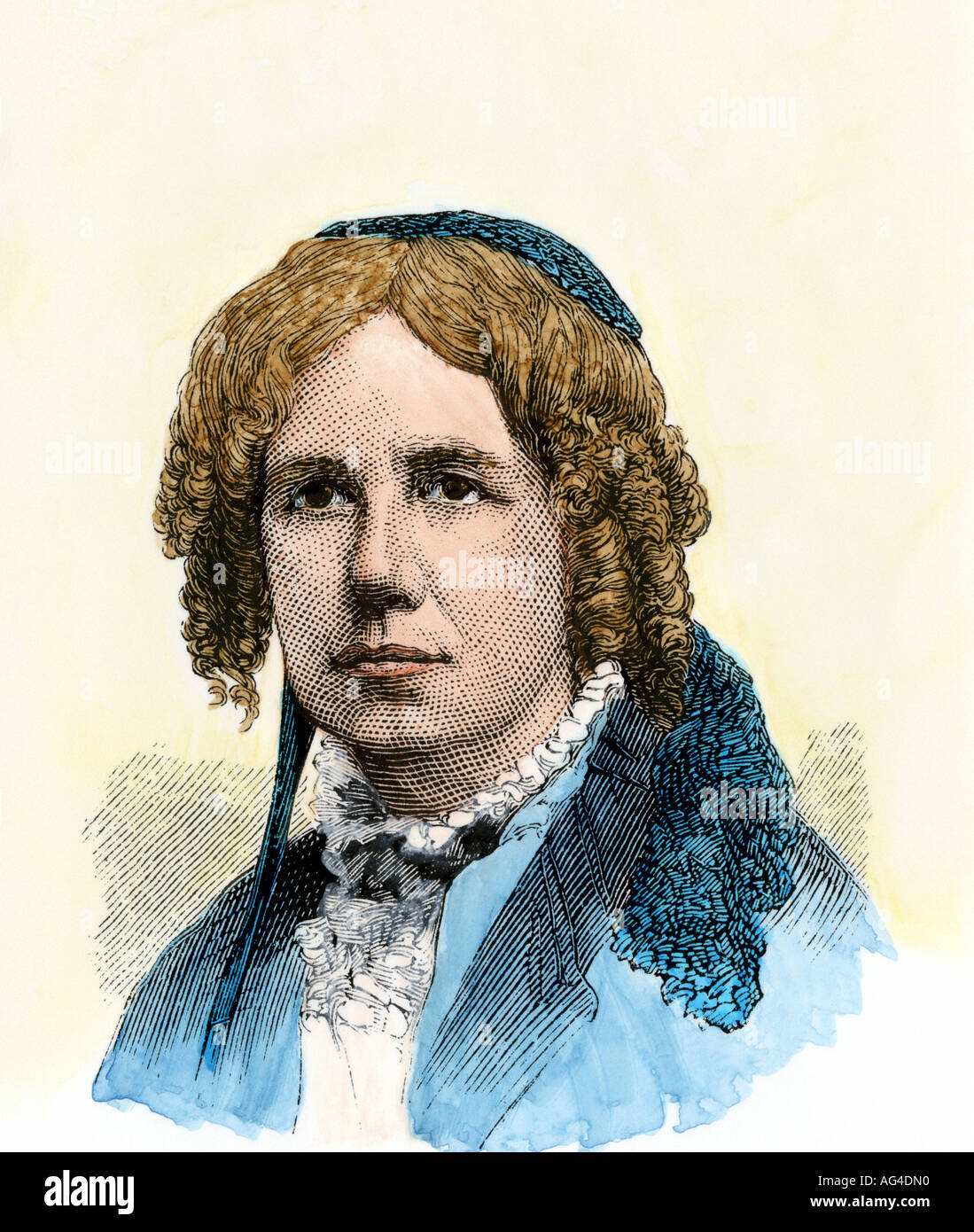 Maria Mitchell Professor of Astronomy at Vassar College. Hand-colored woodcut Stock Photo