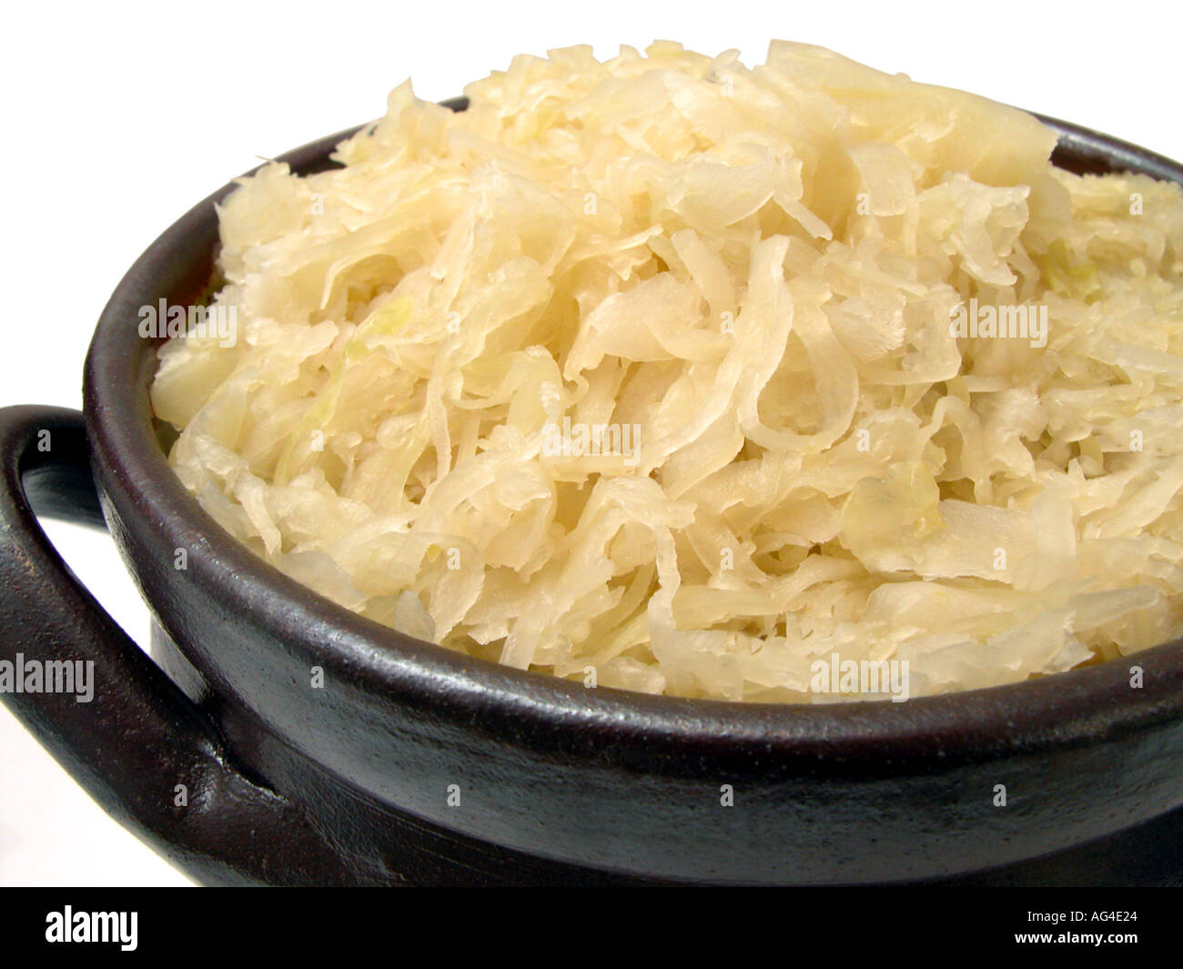 sauerkraut in a barrel Stock Photo