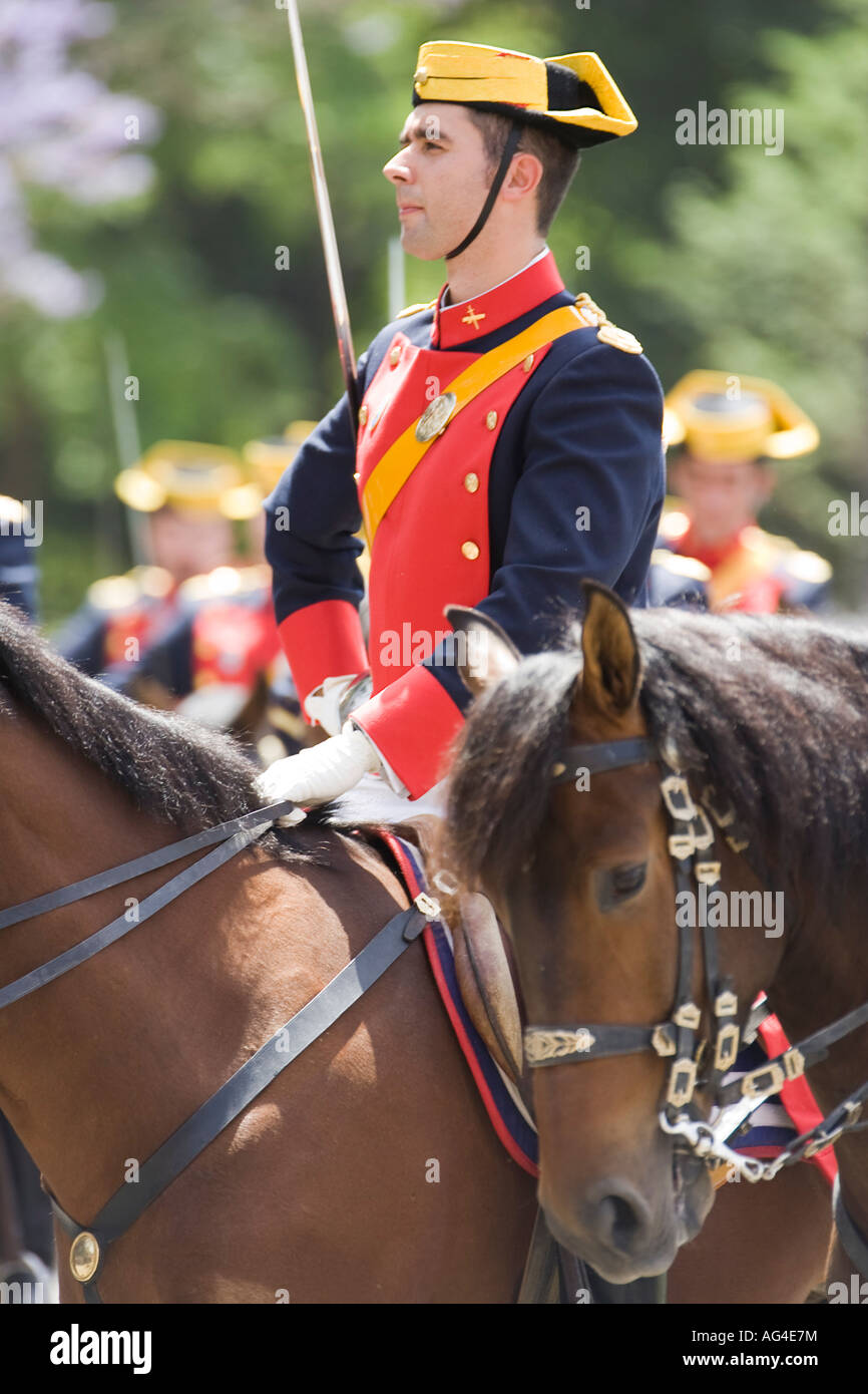 Horseback Civil Guards with full dress uniform Stock Photo
