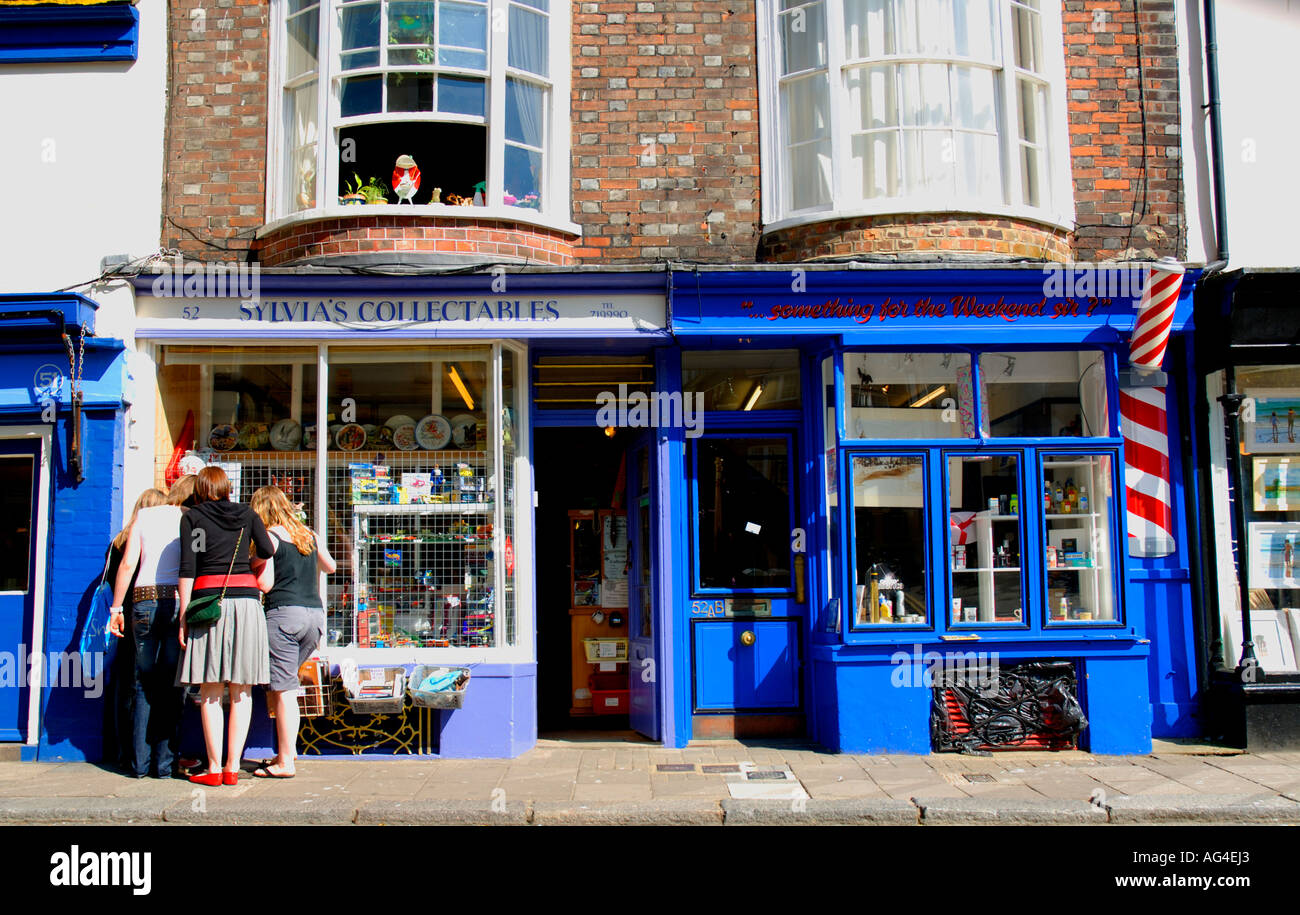 Shops in the High Street shops Old Town Hastings East Sussex England