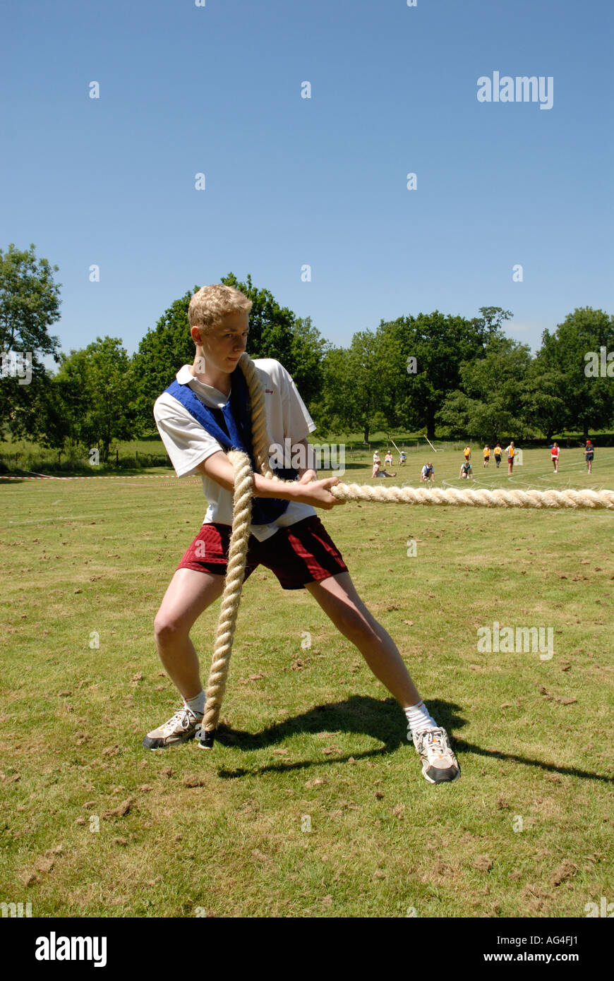 Children competing school sports day Battle independent school Hastings East Sussex south England Britain Stock Photo