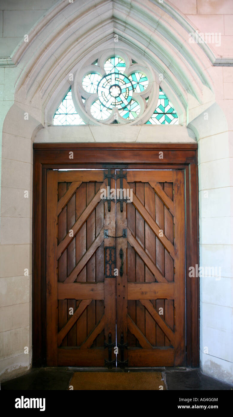 Wooden door, Christ Church Anglican cathedral, Christchurch, New