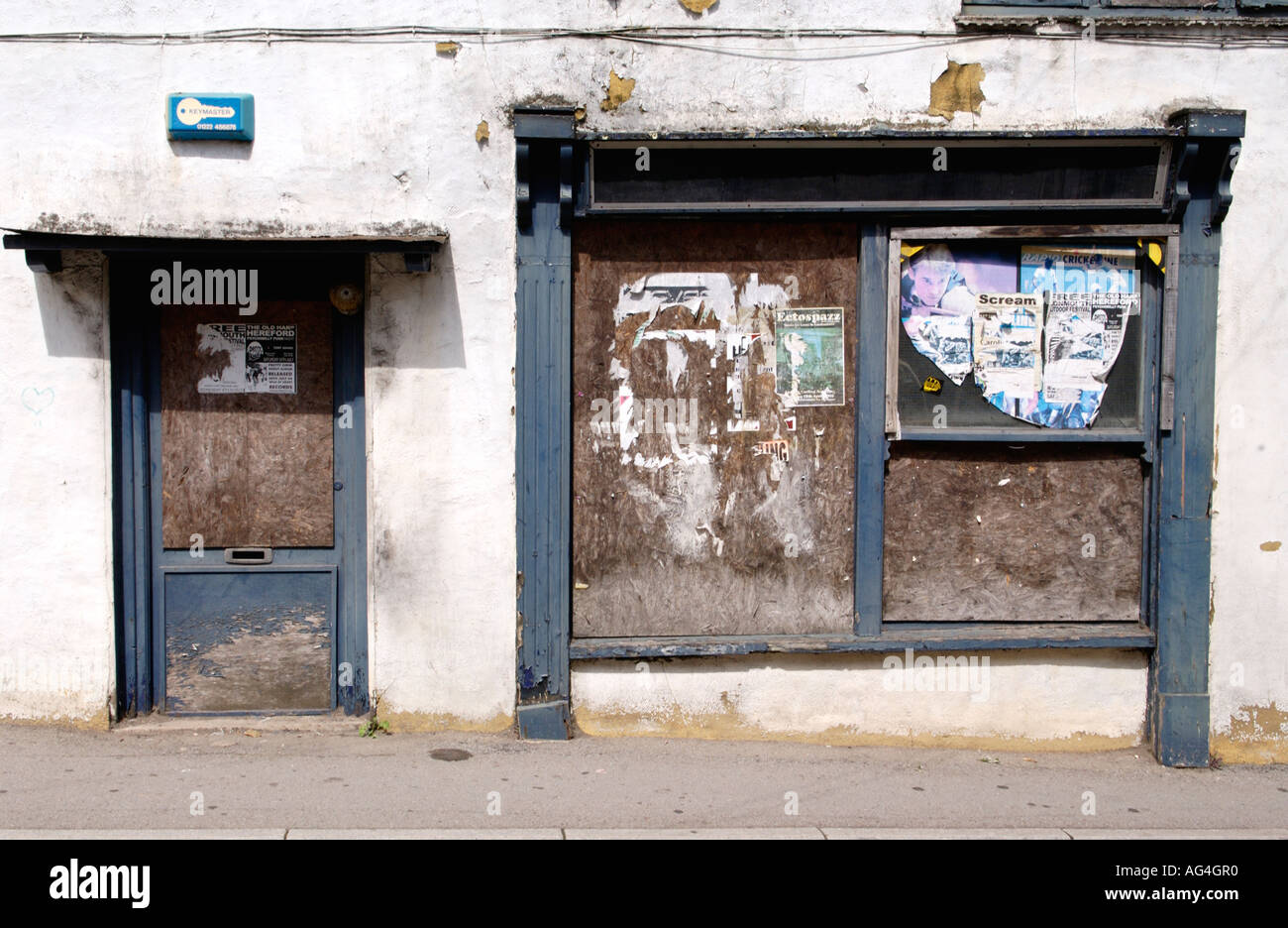 urban decay uk Derelict boarded up shop in Chepstow Monmouthshire South