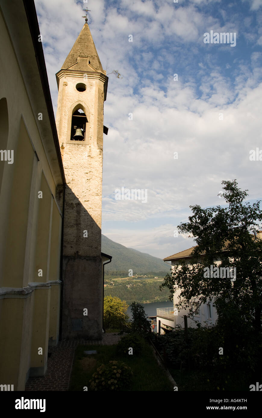 Santa Caterina, church, over Caldonazzo lake, Trentino Alto Adige, Italy Stock Photo