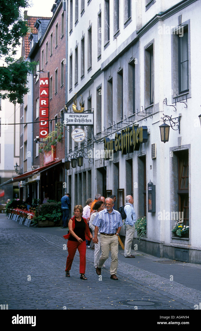 Germany North Rhine Westphalia Dusseldorf Street scene in the Altstadt