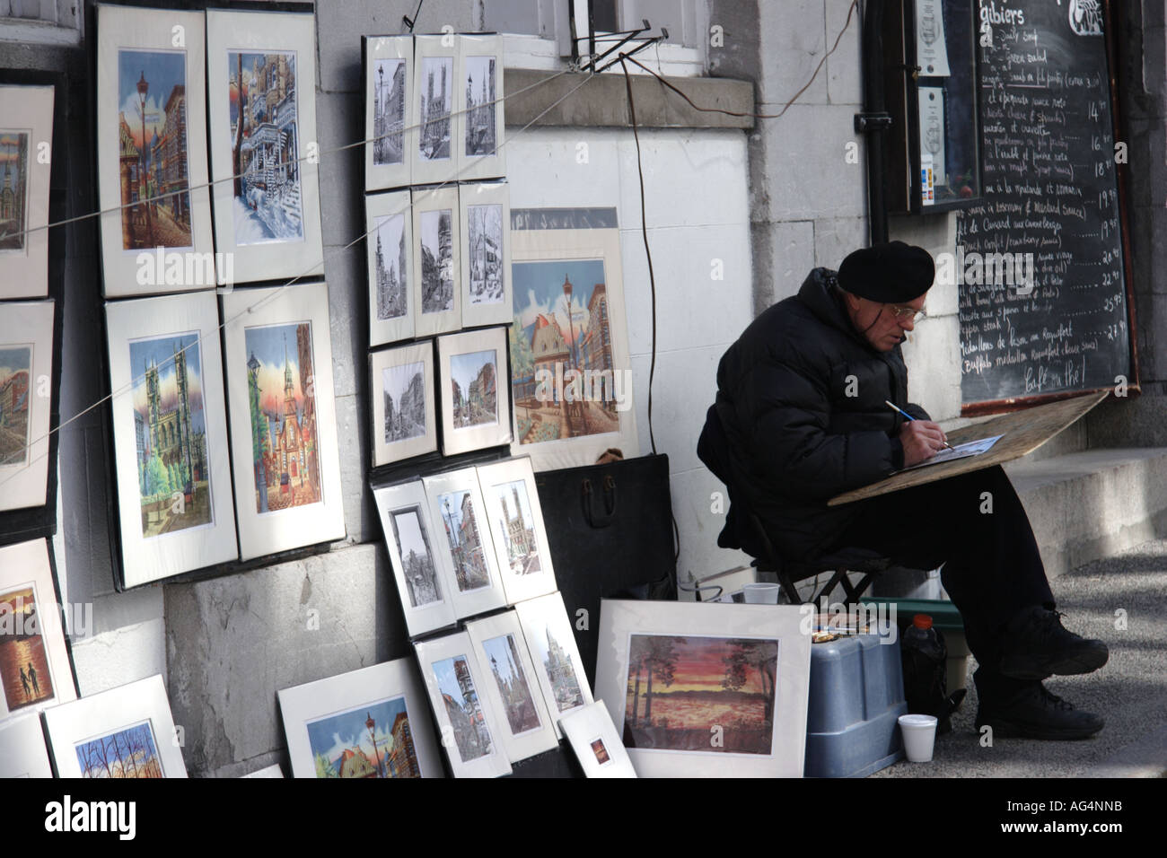 An artist in the old town of Montreal Canada Stock Photo Alamy