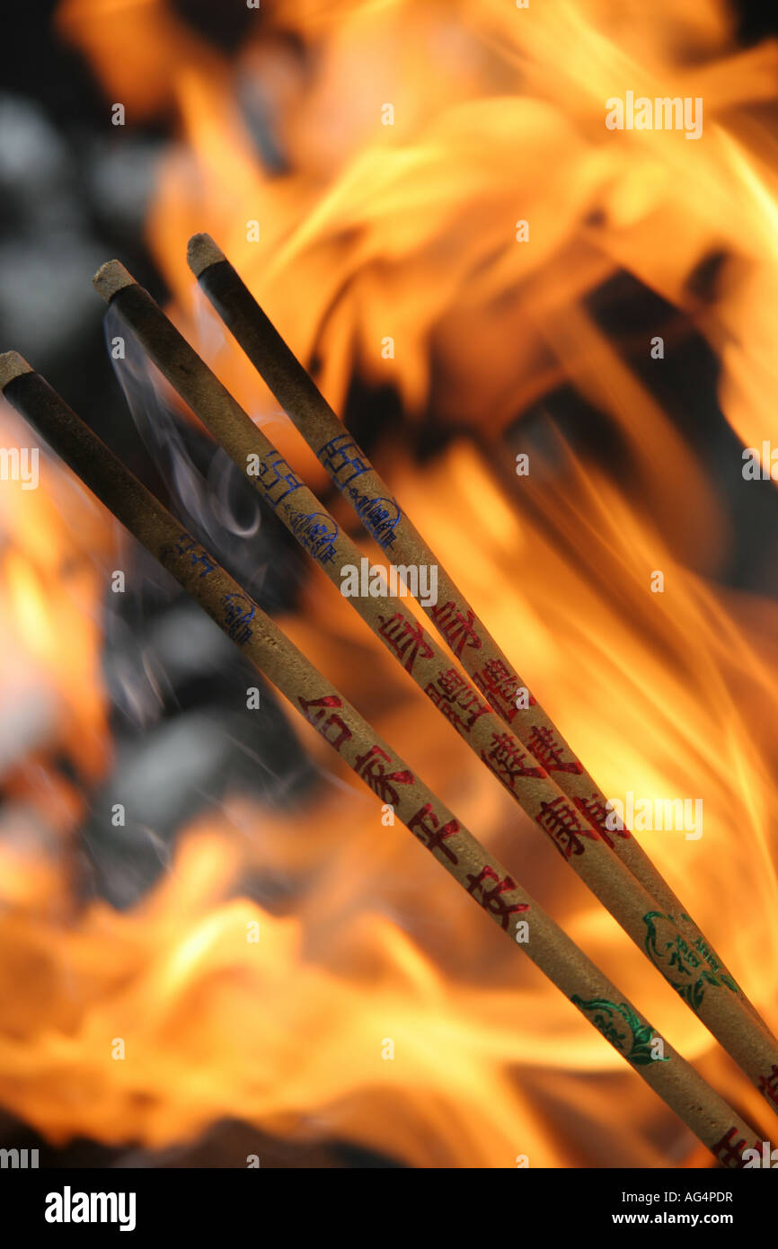 Burning chinese incense sticks Stock Photo Alamy