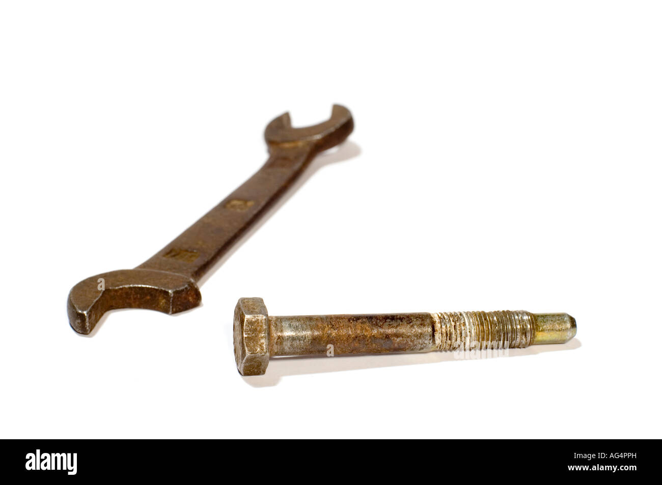 series object on white tool Bolt and wrench Stock Photo - Alamy