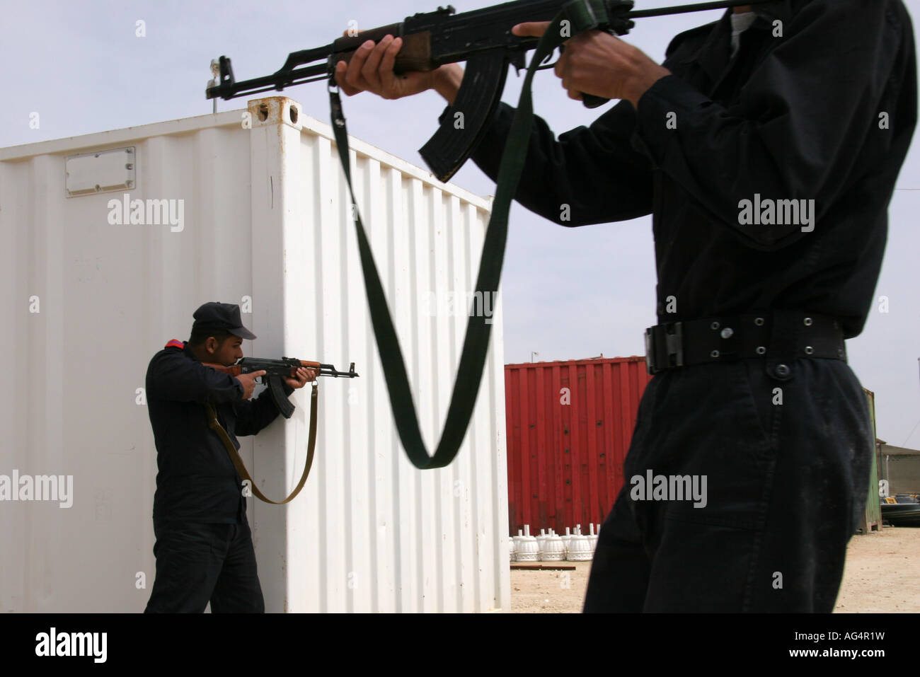 Iraqi police recruits training with AK47 S Stock Photo
