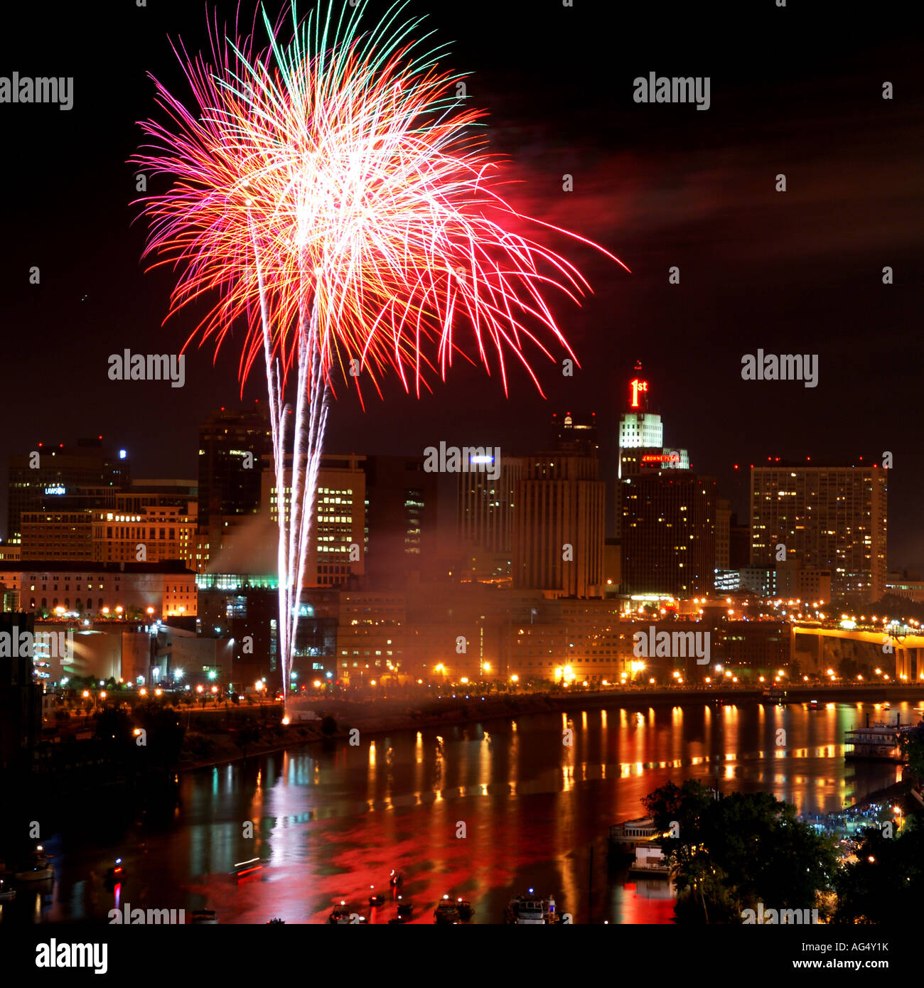 Fireworks in St. Paul 1st building Stock Photo Alamy