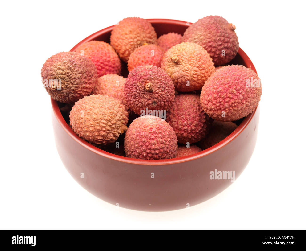 Fresh Ripe Chinese Unpeeled Sweet Refreshing Lychees Tropical Fruit Isolated Against A White Background With No People And A Clipping Path Stock Photo