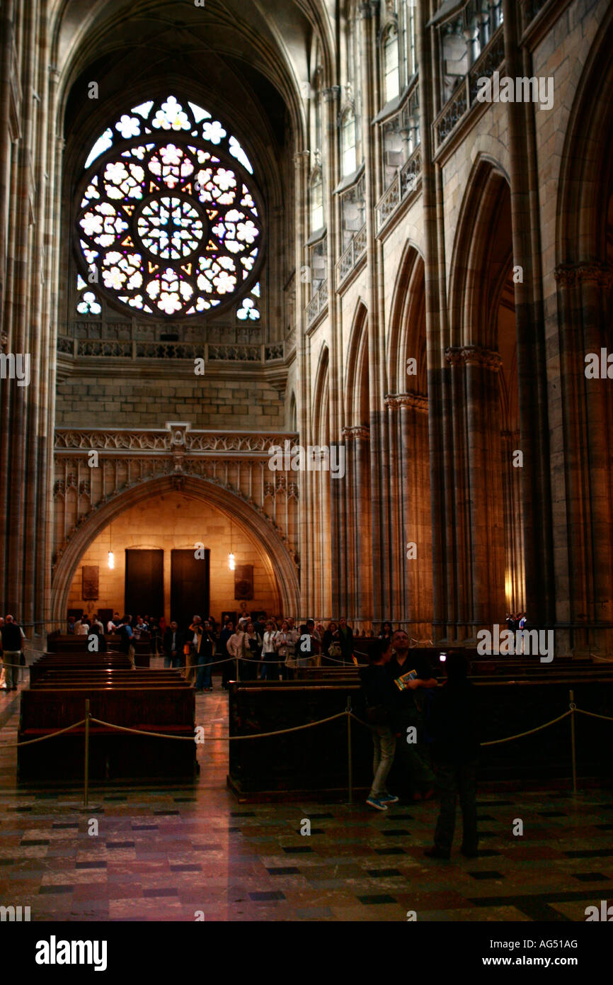 Inside Saint Vitus Cathedral part of Prague Castle Stock Photo