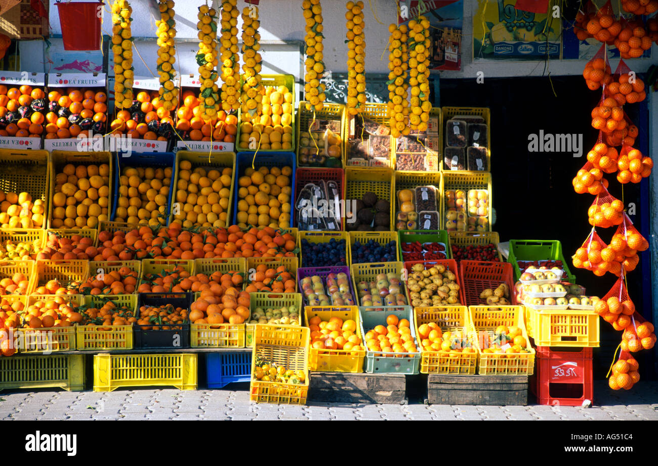 Fruit shop full of oranges Hammamet Tunisia Stock Photo