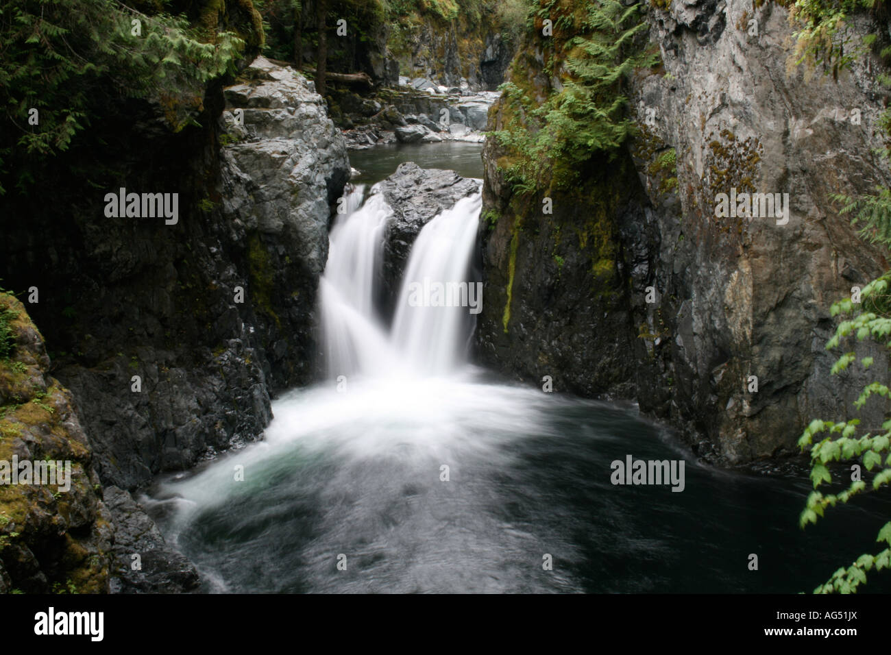 View of Englishman River falls in Vancouver Island Stock Photo