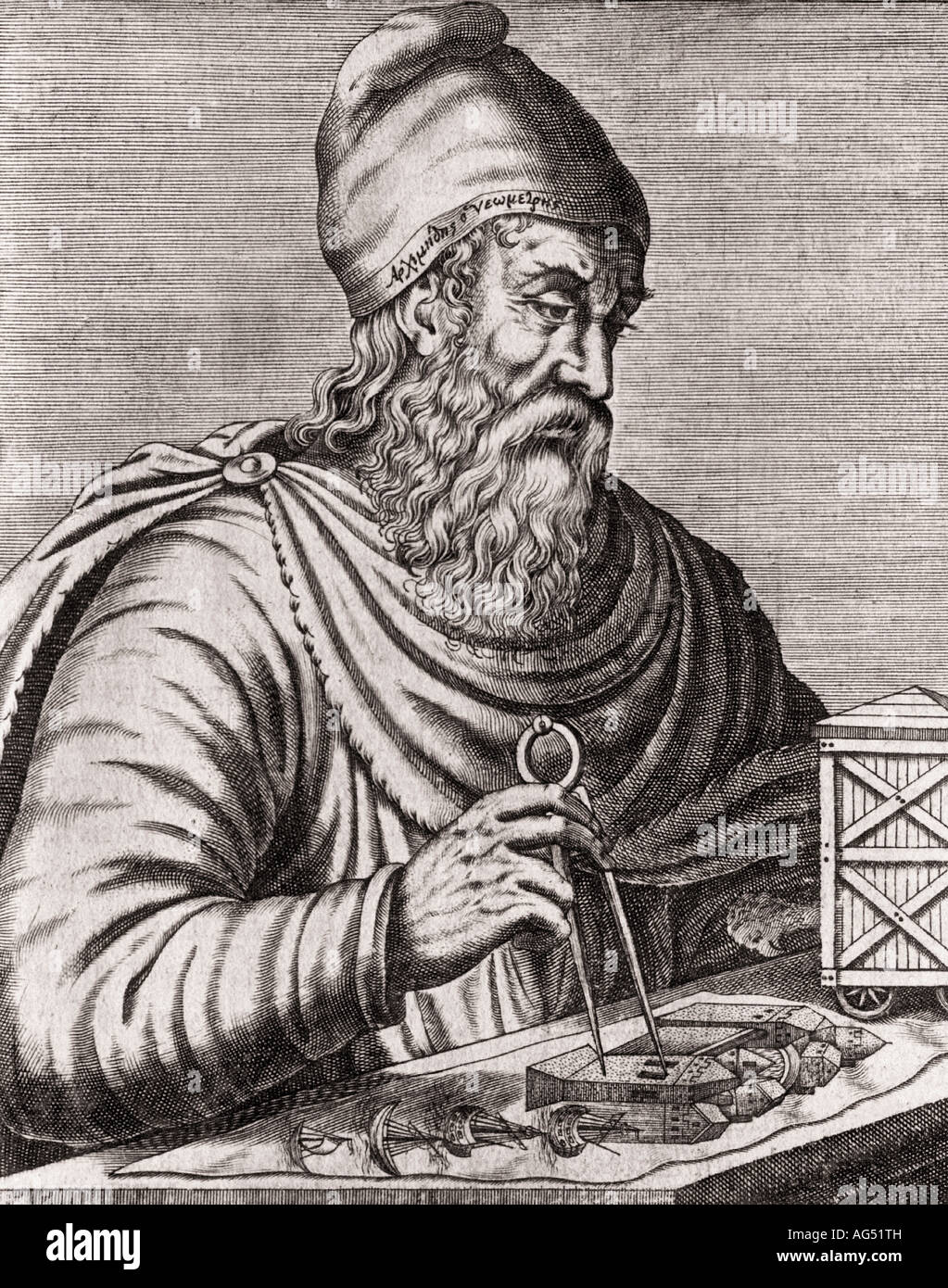 Archimedes of Syracuse, circa 287 BC to circa 212 BC. Greek mathematician, physicist and engineer. Stock Photo