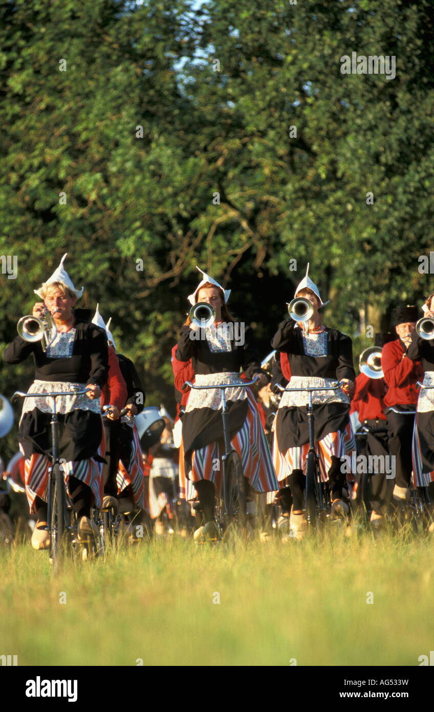 Netherlands Opende Band called Crescendo performing in Dutch traditional costume Stock Photo