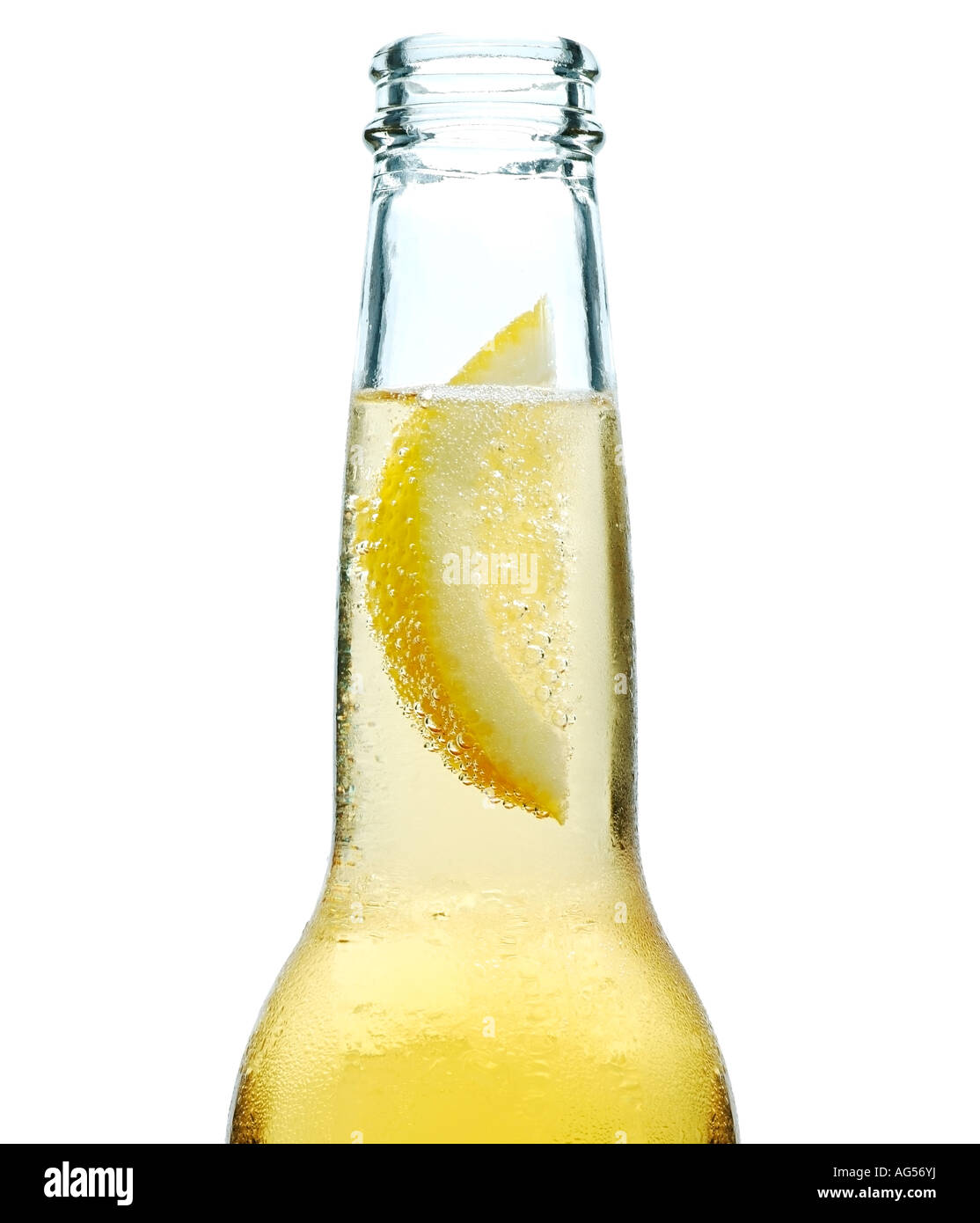 Lemon in a Beer Bottle Stock Photo