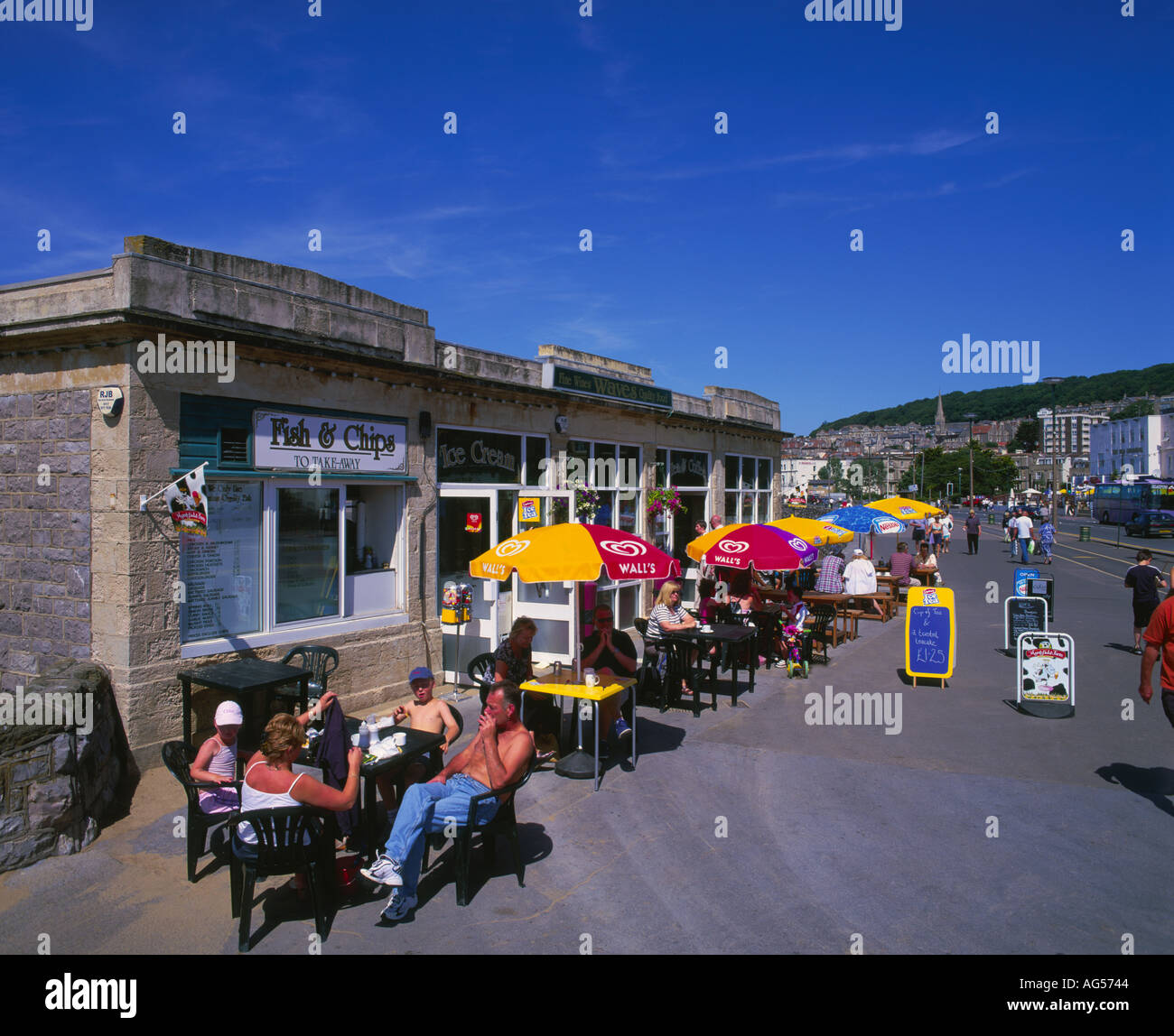 Seaside Cafe Weston Super Mare Avon England Stock Photo Alamy