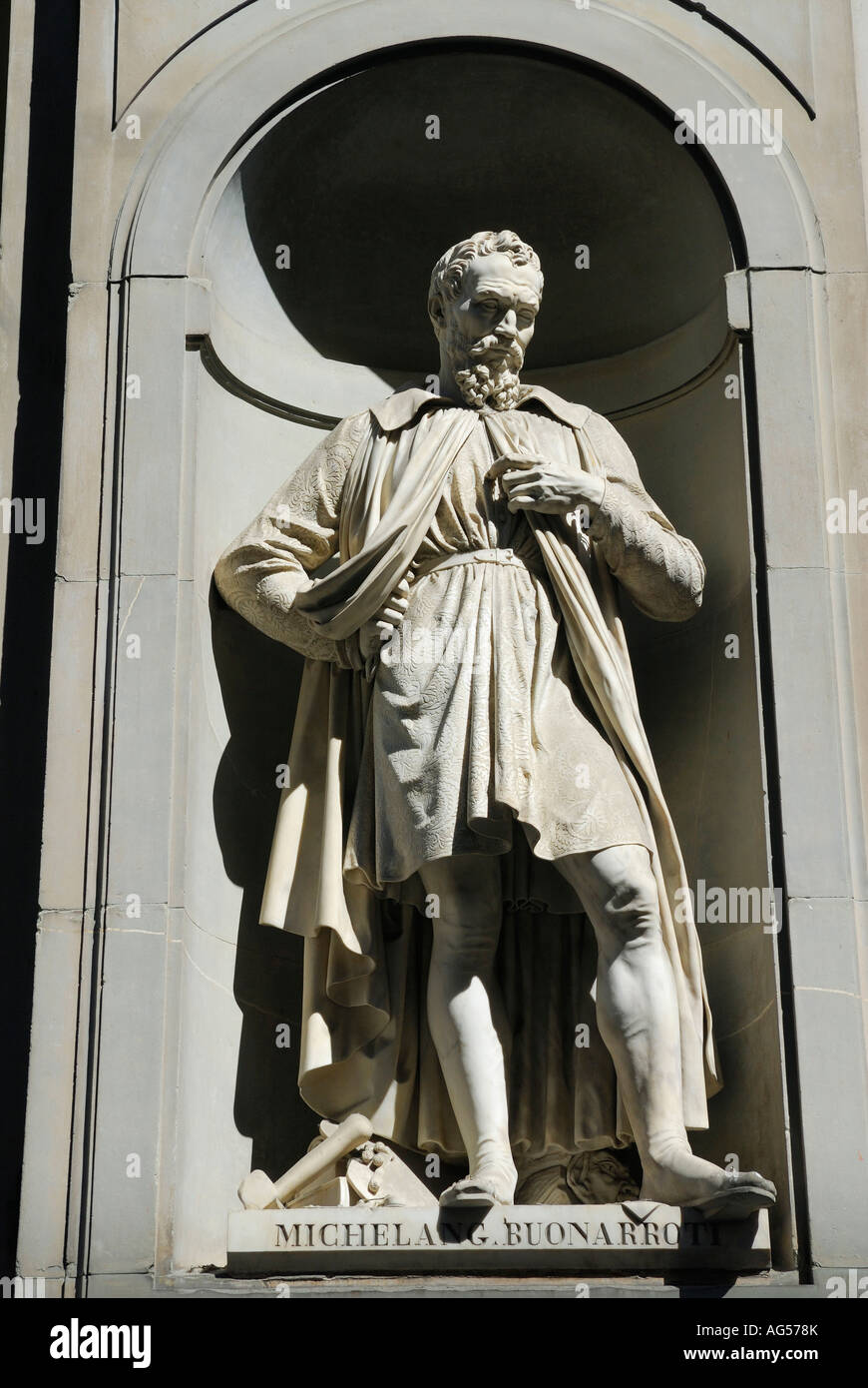 Statue of Michelangelo Buonarroti at the Uffizi Gallery Florence