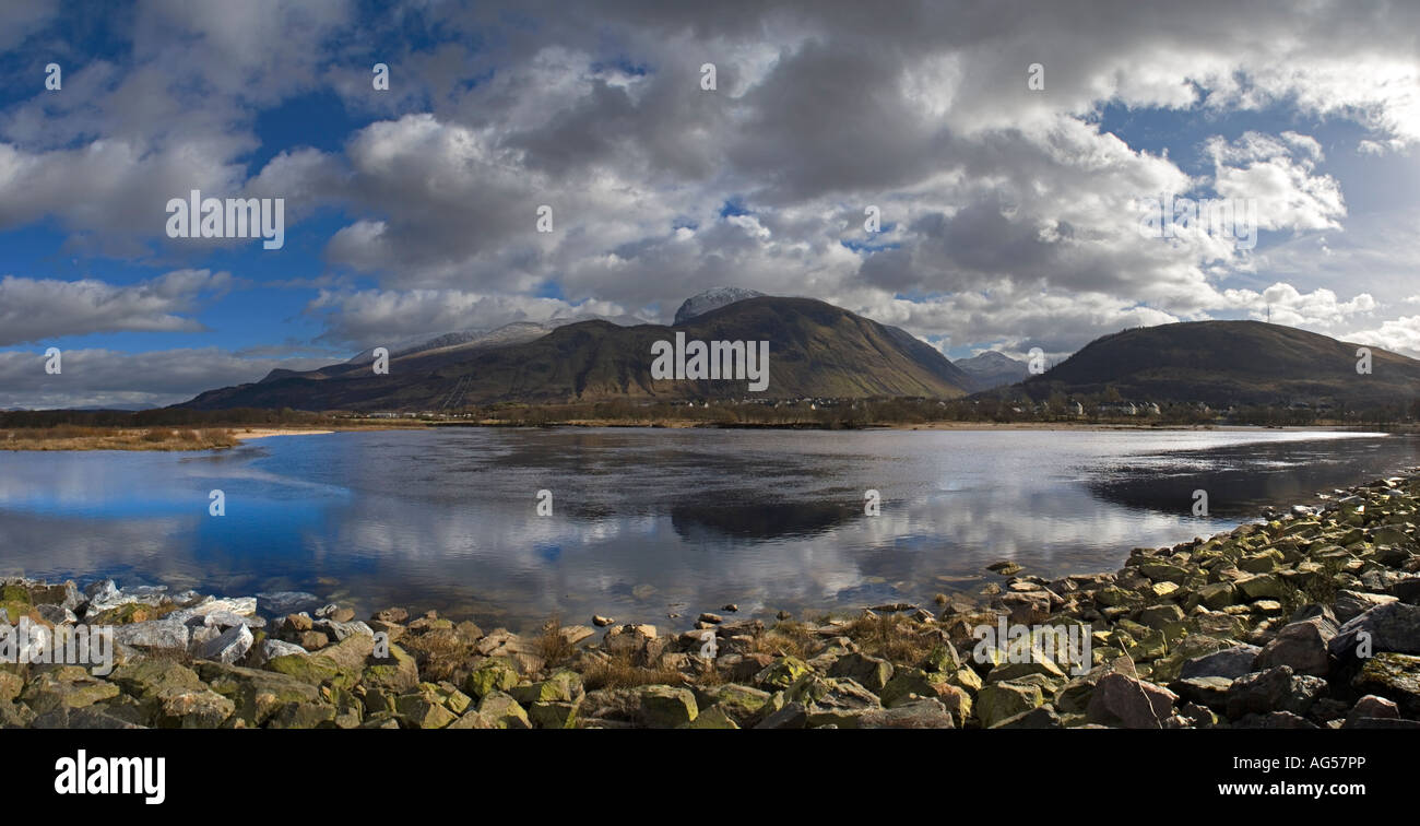 Ben Nevis and Cow Hill panorama, view from Caol, near Fort William, Scotland, UK Stock Photo