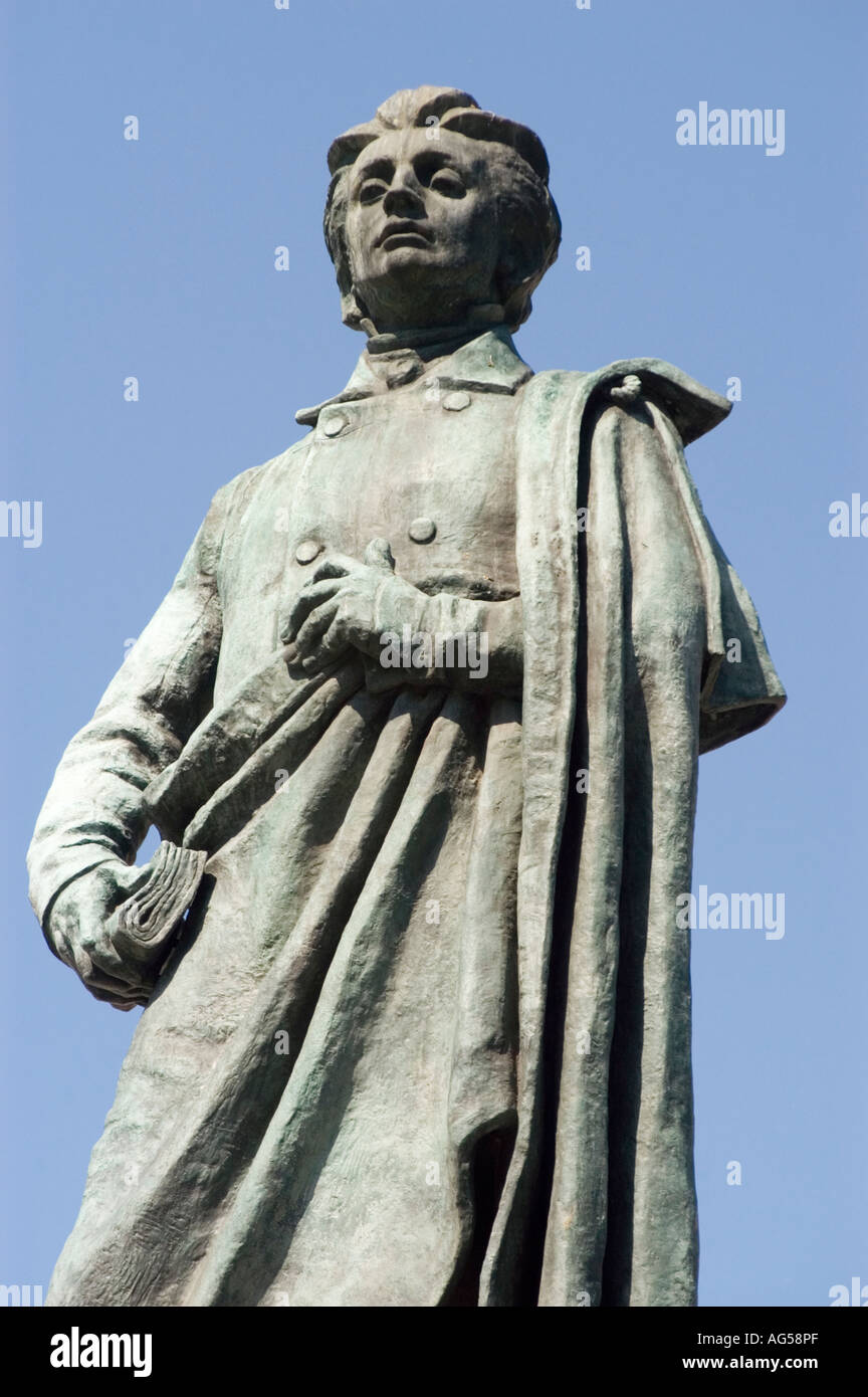 Adam Mickiewicz Polish national poet monument on the Main Square in Cracow Poland Stock Photo