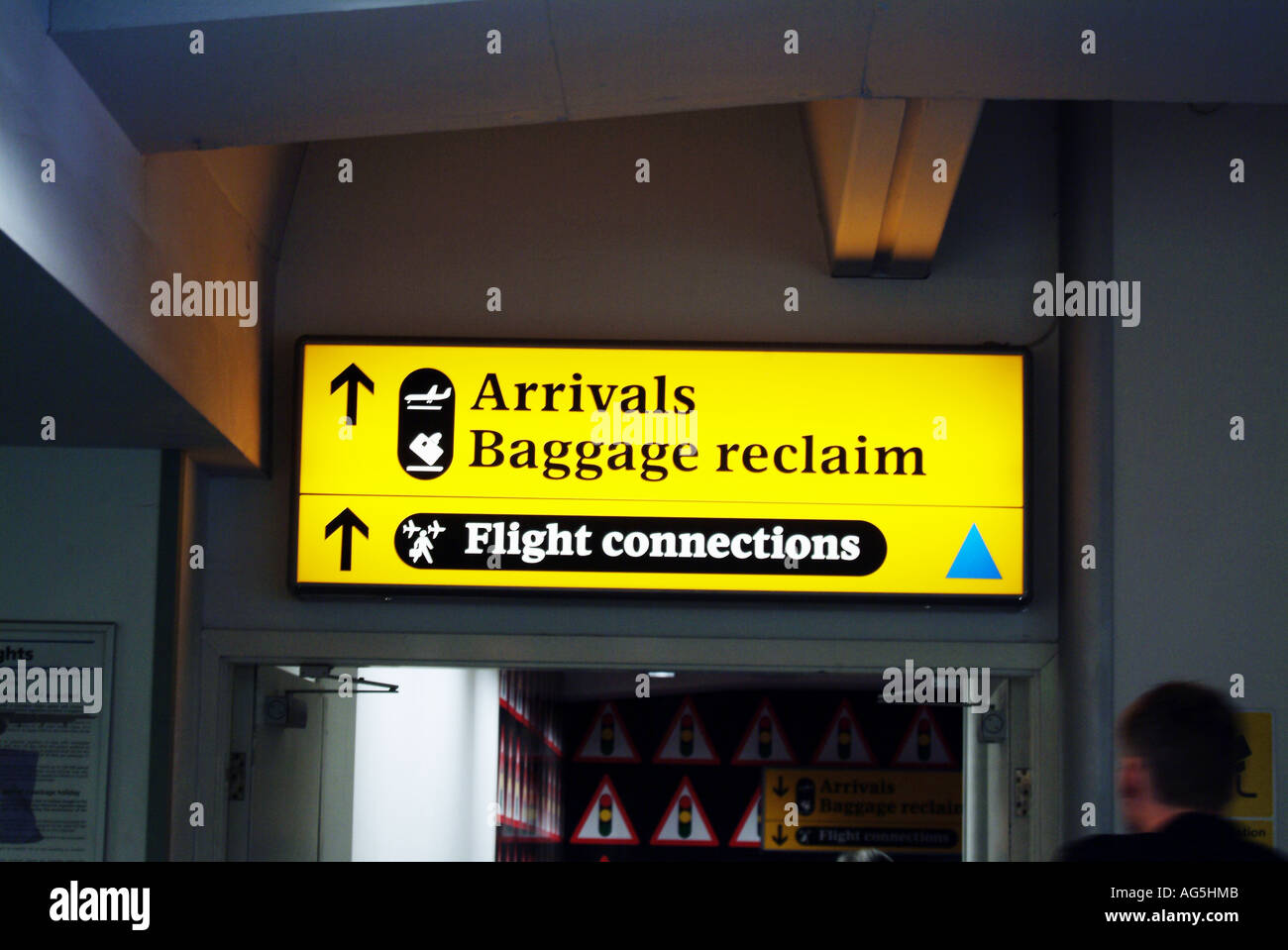 Airport Direction Flight Connection, Baggage And Exit Sign
