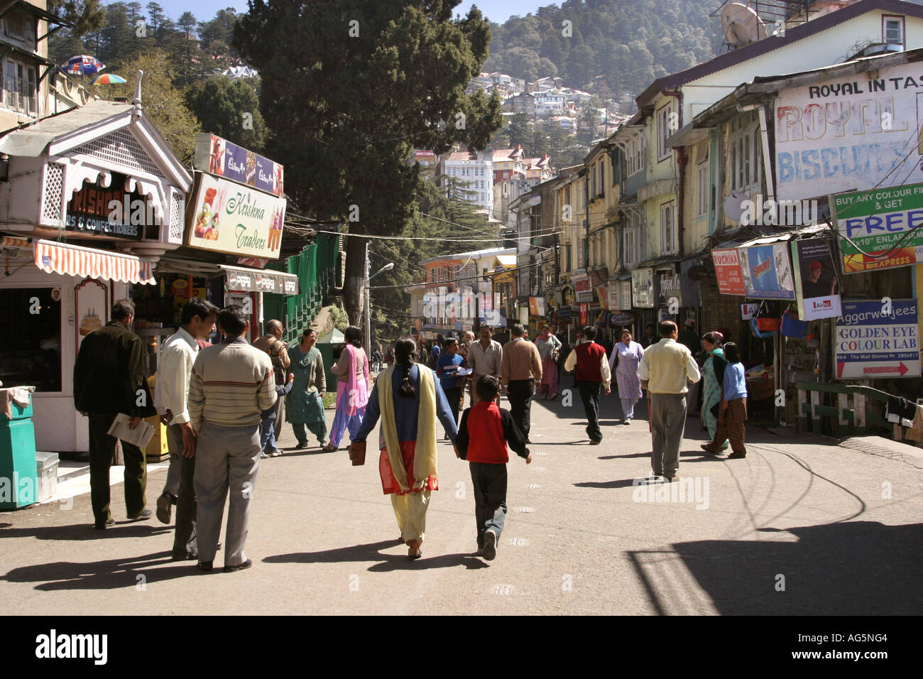 India Himachal Pradesh Shimla Simla Hill Station The Mall Stock Photo