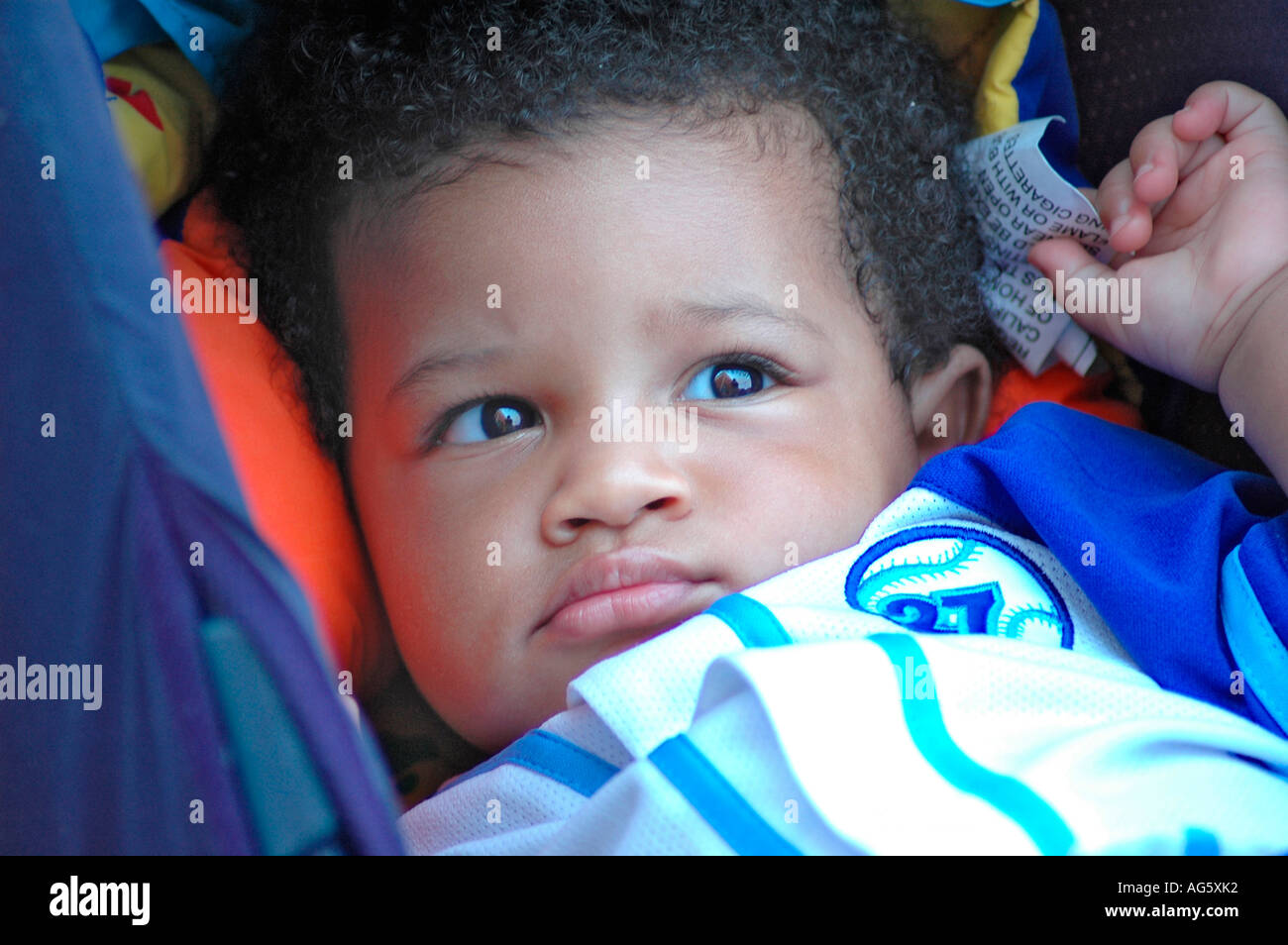 Young Afro African American boy child baby in blankets Stock Photo Alamy