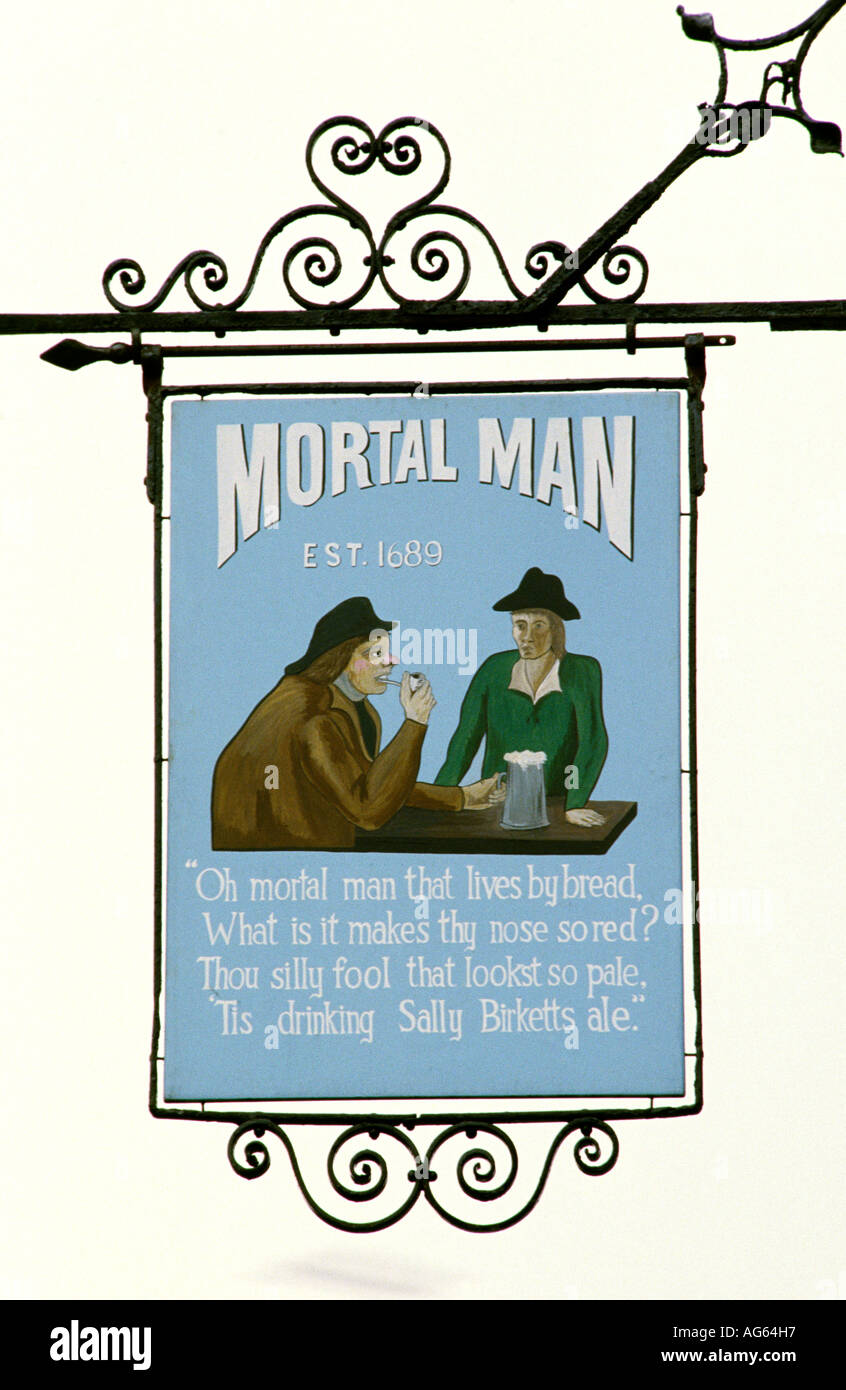 Cumbria Troutbeck Pub Signs the Mortal Man Inn Stock Photo Alamy