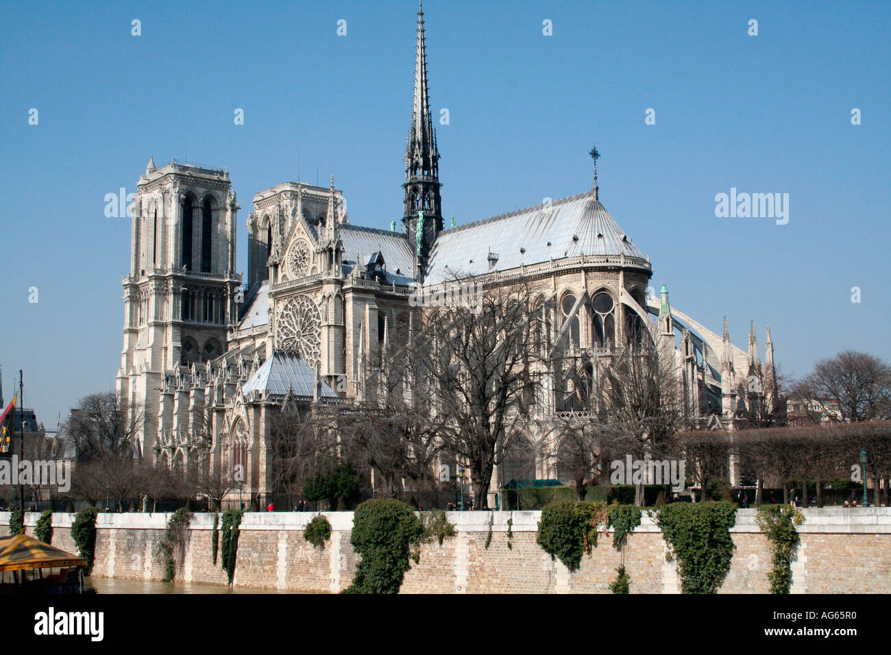 View of Notre Dame, Paris, from the left bank of the Seine Stock Photo ...