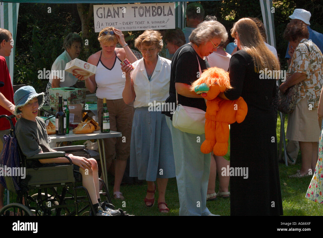 Tombola at traditional English village fete in Sussex Stock Photo