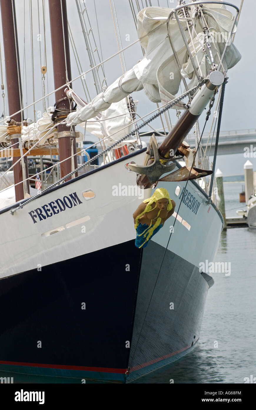 bowsprit of schooner Freedom St Augustine Marina St Augustine Florida Stock Photo