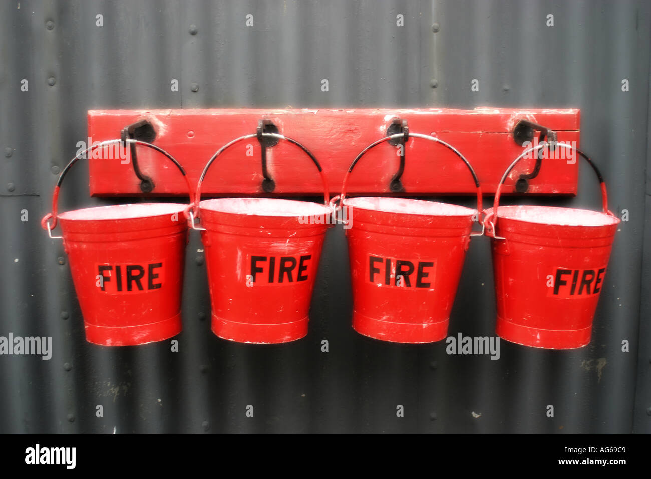 fire buckets Stock Photo