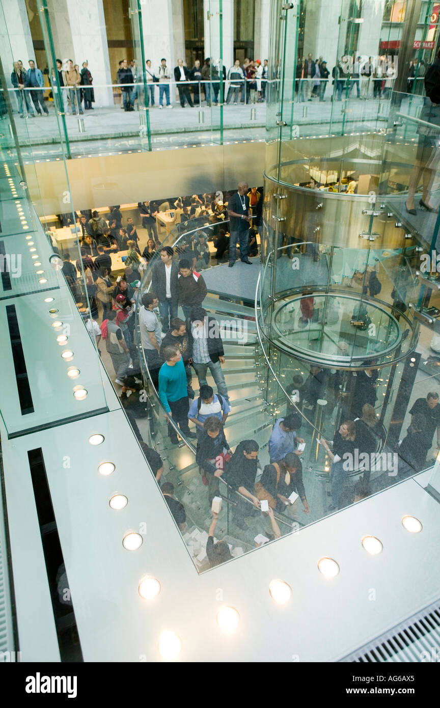 View of the Apple store cube on 5th Ave in New York City USA 19 May 2006 Stock Photo