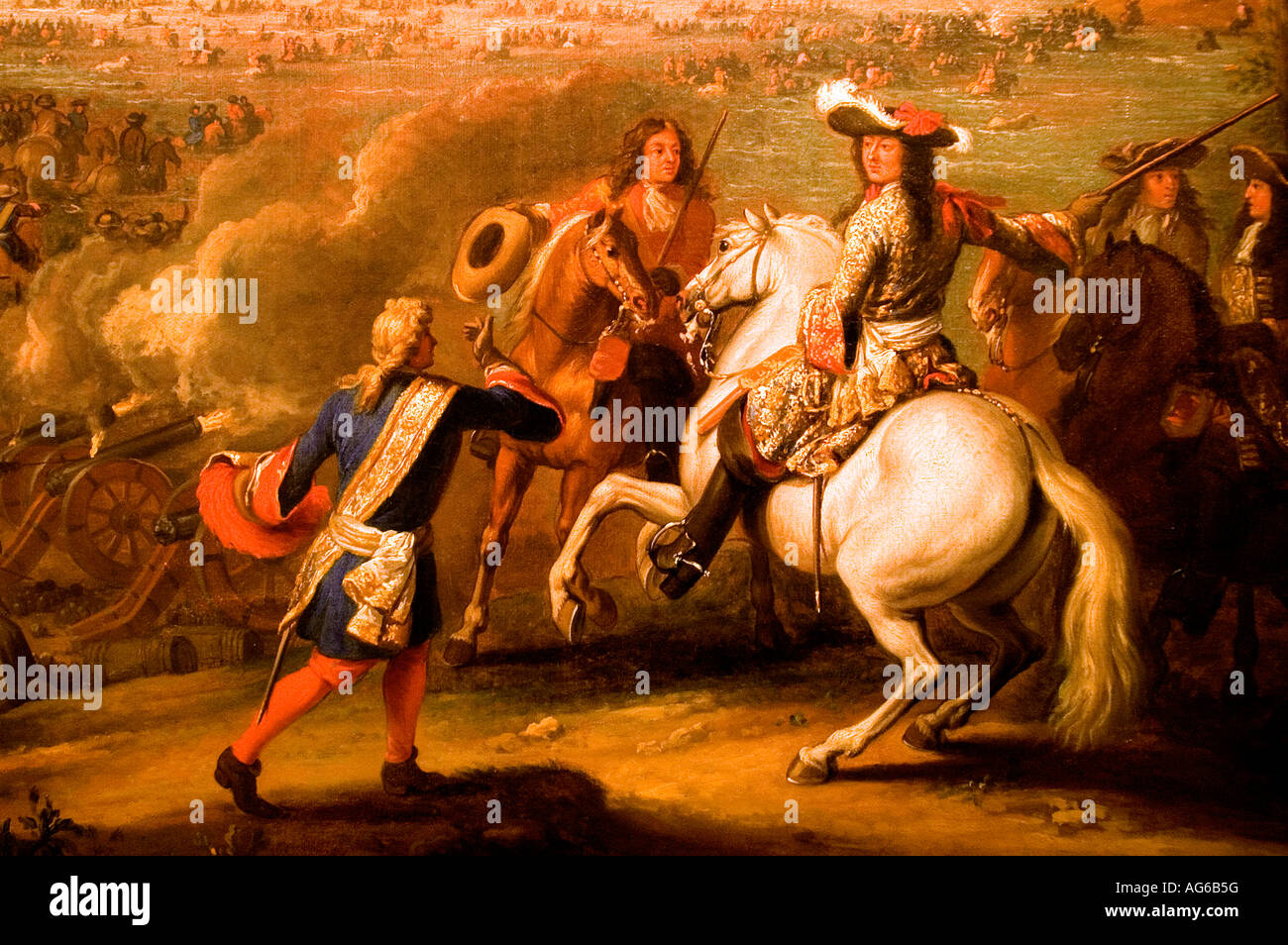 Louis XIV 14 King of France crosses the Rhine at Lobith on 12 june 1672 Stock Photo
