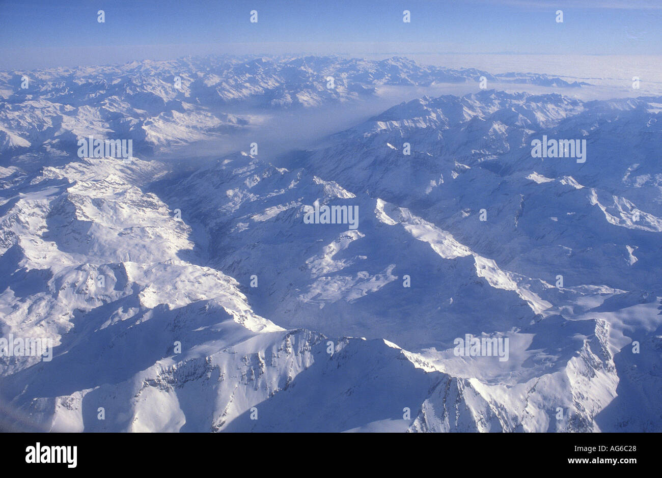 Aerial view of the Swiss Alps Stock Photo - Alamy