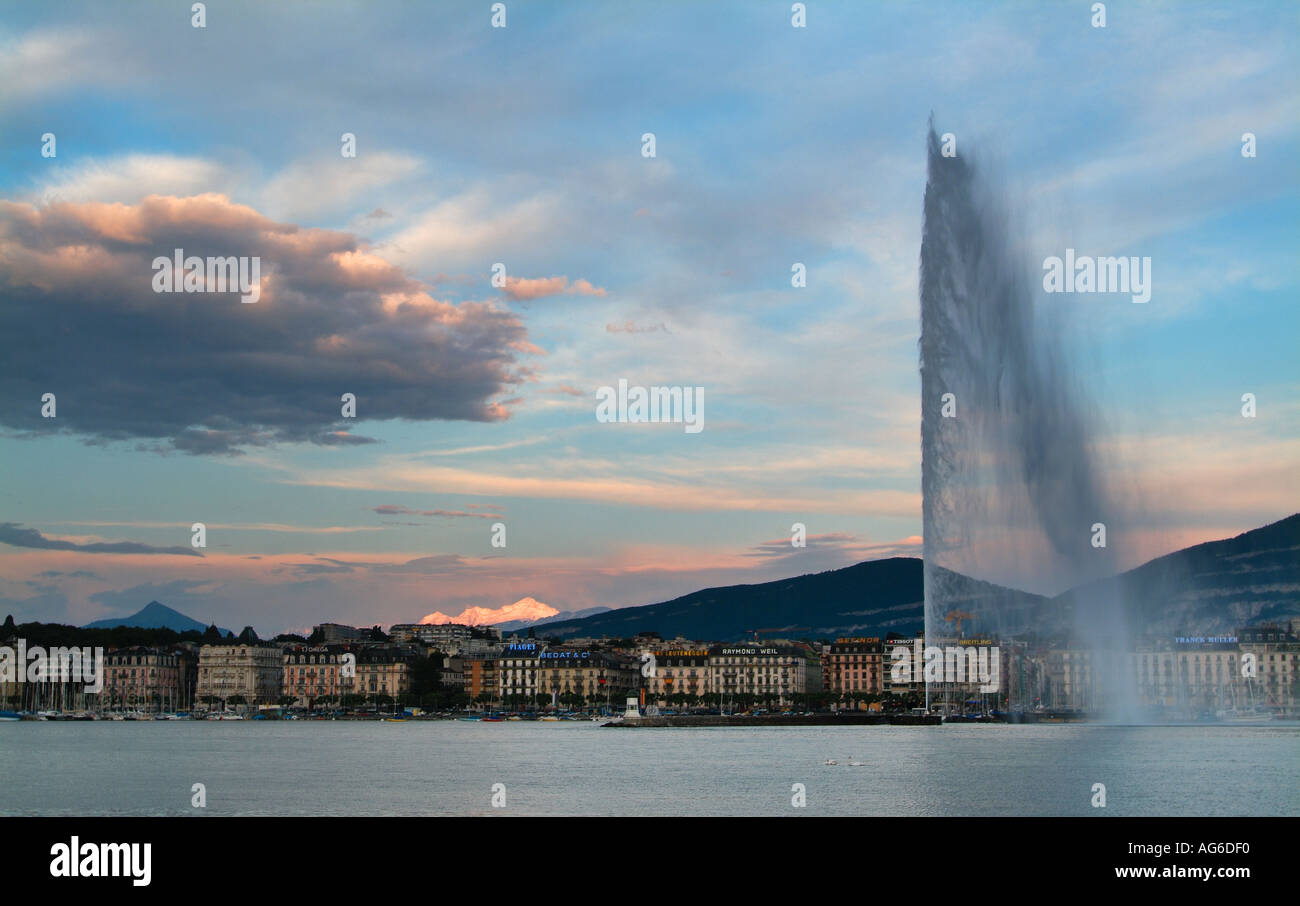 Jet d'eau is a fountain in Lake Geneva Switzerland Stock Photo - Alamy
