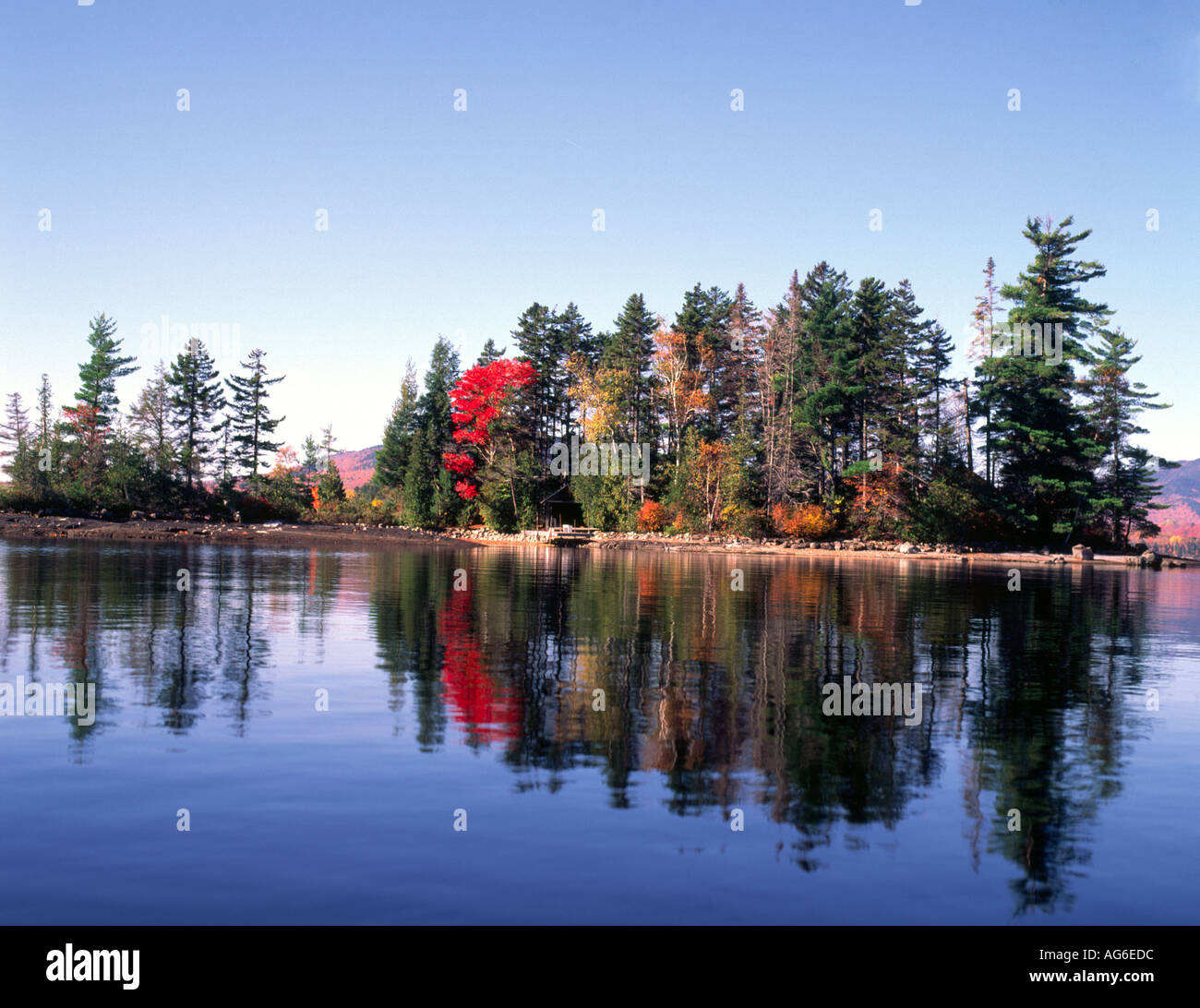 Fall reflections in Moosehead lake Maine USA Stock Photo