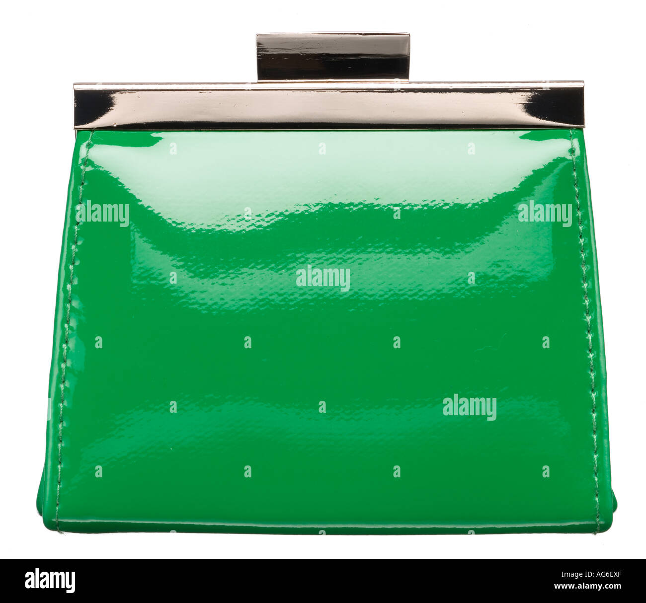 Green patent leather ladies purse Stock Photo