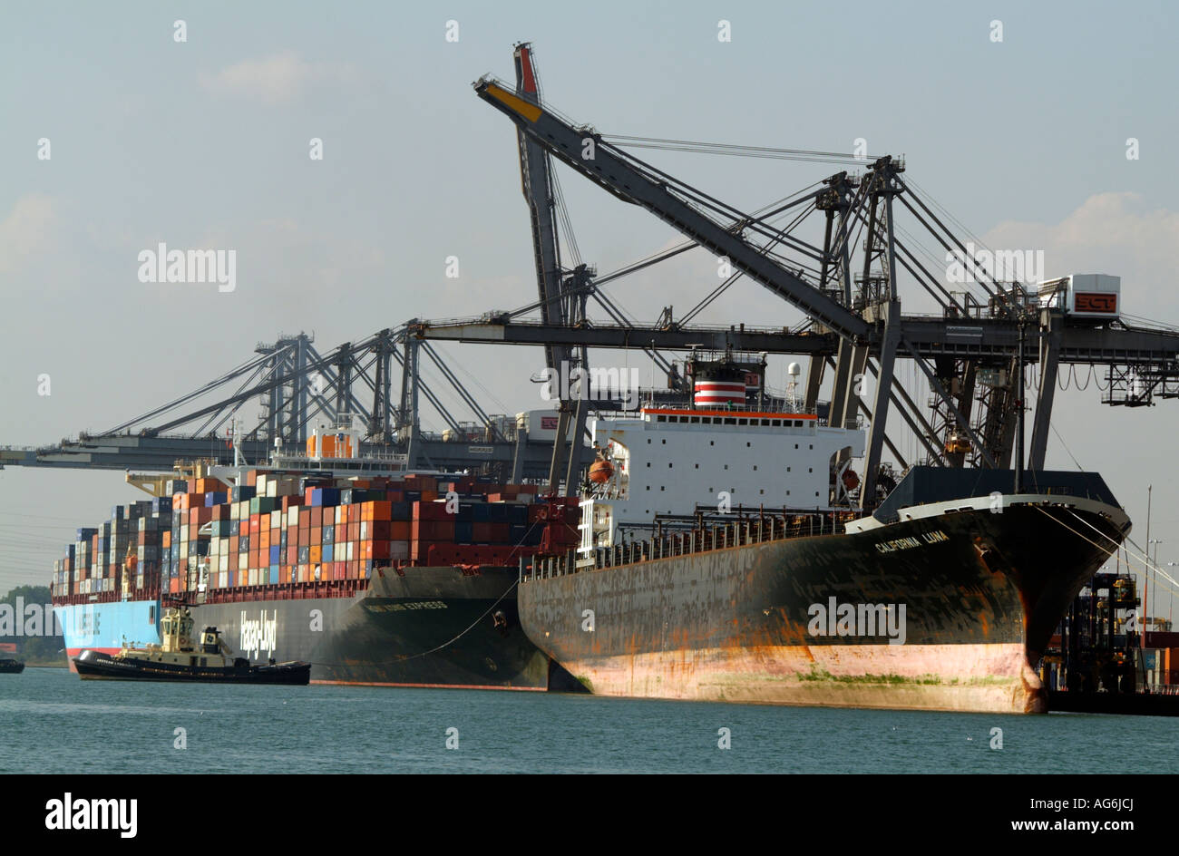 SGT Southampton Container Terminal southern England UK Ships Loading and Unloading Stock Photo