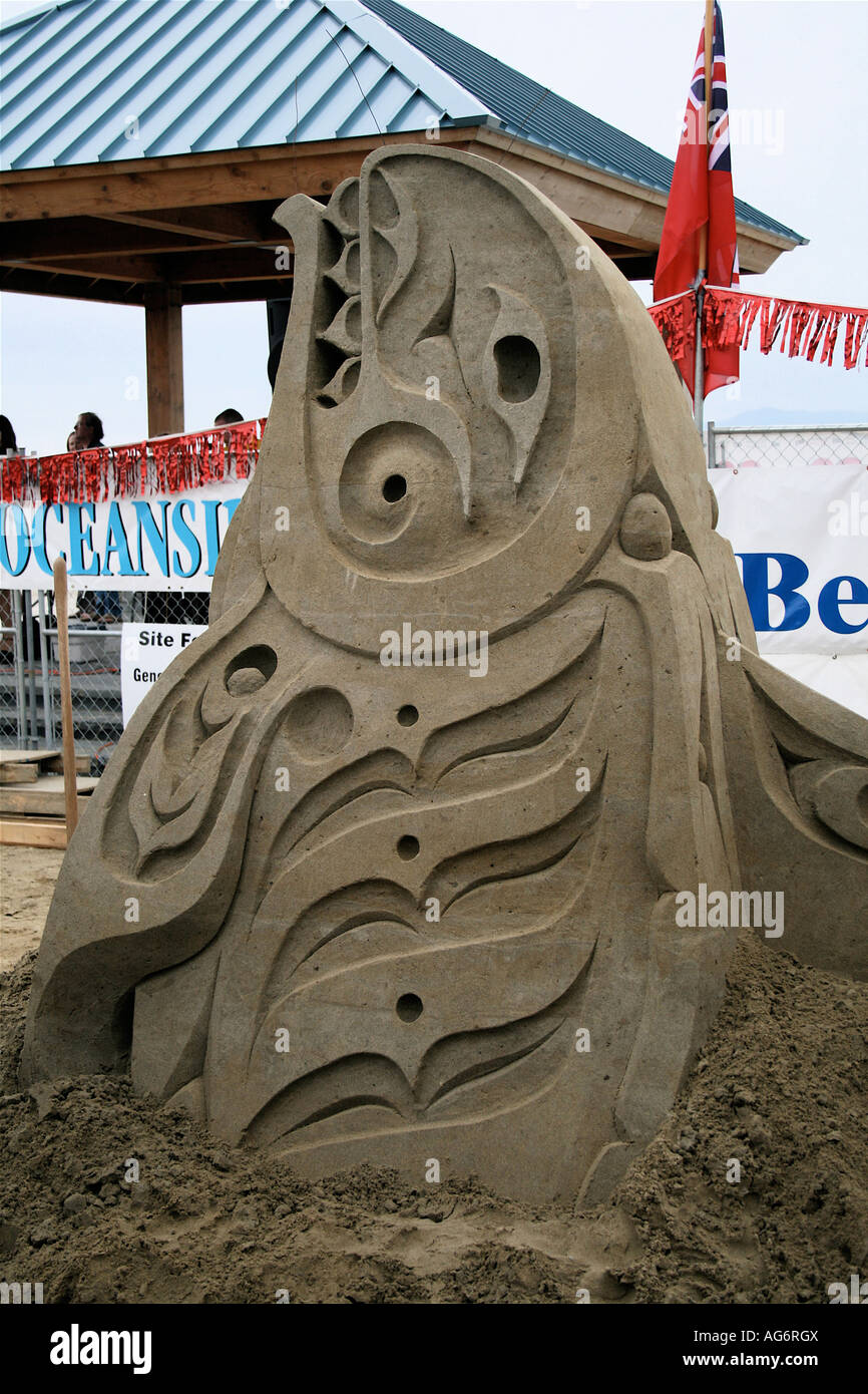 Shot of sand sculpture Qualicum Beach Vancouver Island Stock Photo