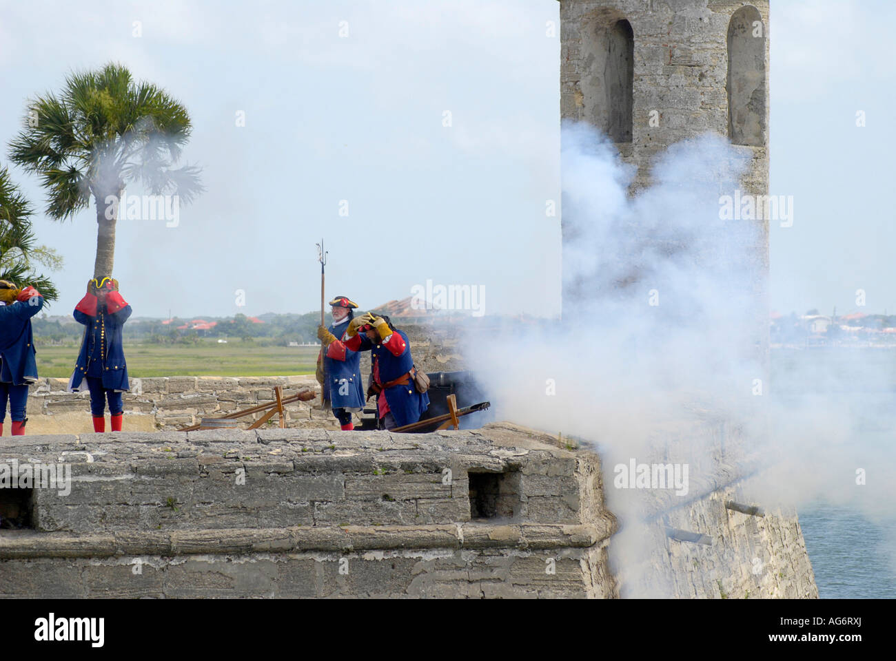 reenactors fire cannon, Castillo de San Marcos Natl. Monument, St ...