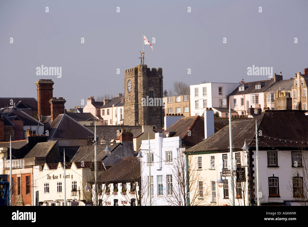 UK Devon Bideford St Marys Church tower above the old town Stock Photo