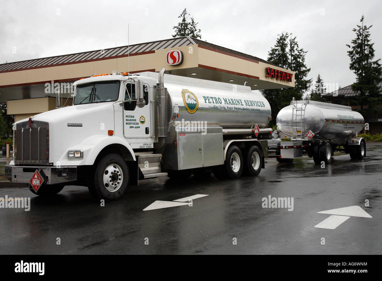 Petro Marine Services truck delivering gas to the Safeway service