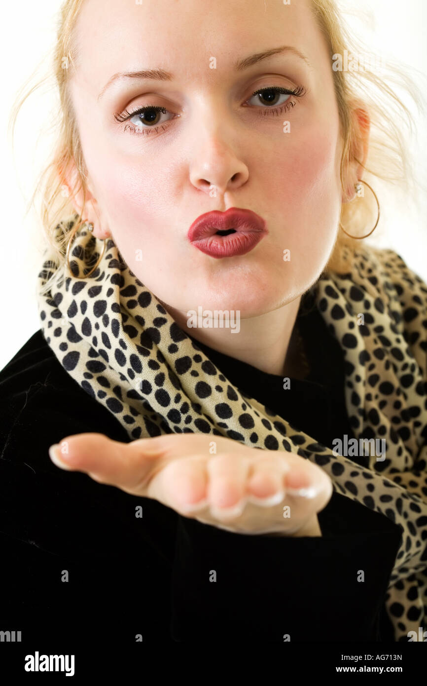 Blowing a kiss Stock Photo Alamy