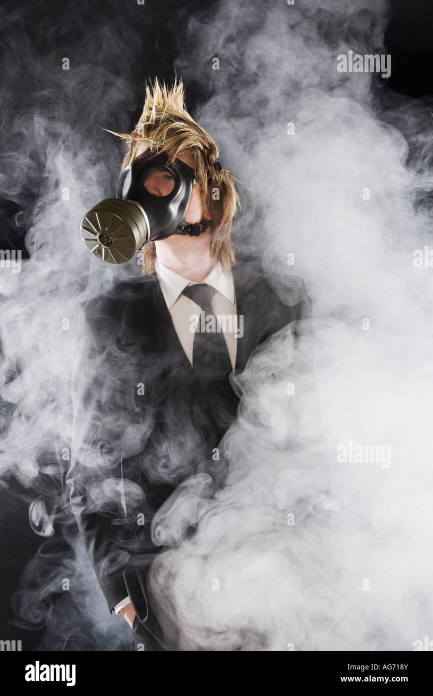 Man wearing a gas mask Stock Photo - Alamy