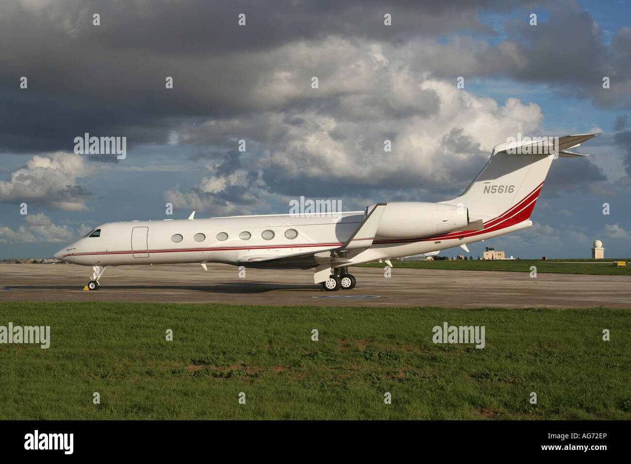 Gulfstream V executive jet airplane parked on the ground Stock Photo