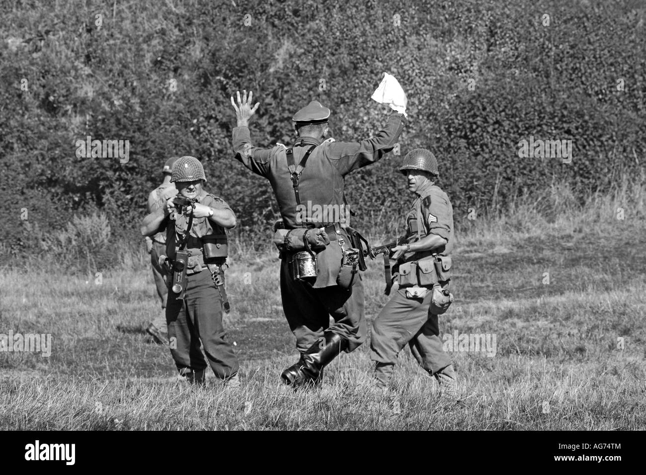 Germans surrender to the American Infantry in Normandy France 1944 Stock Photo