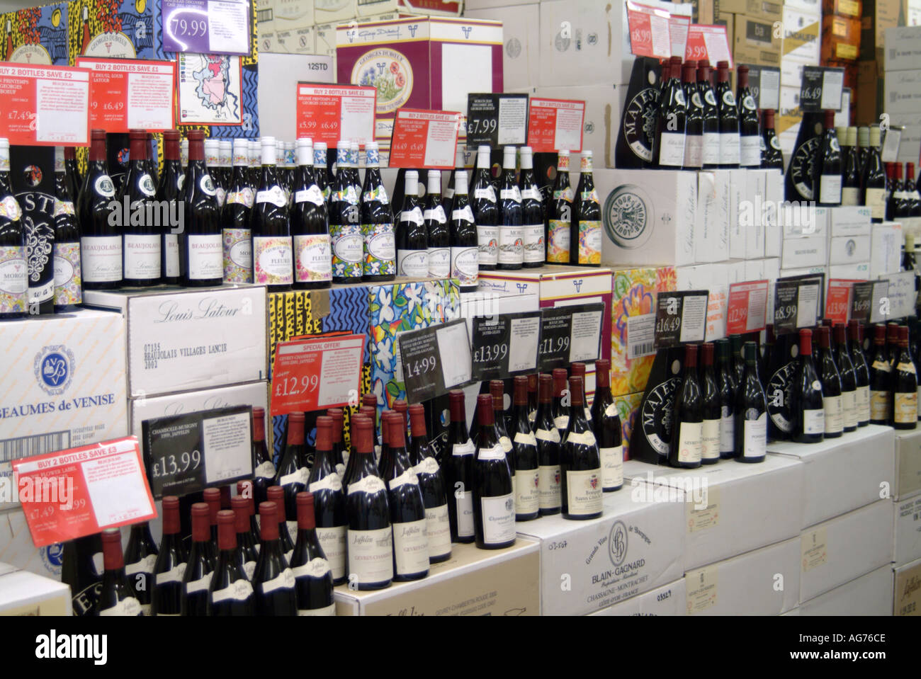 Wine on sale in a wine warehouse Stock Photo Alamy