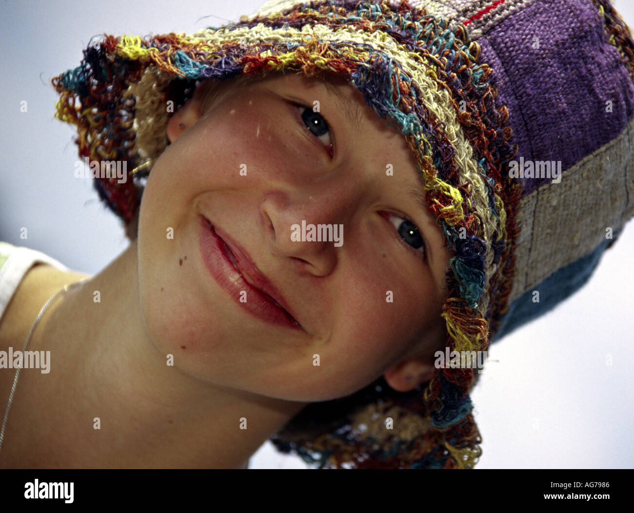 a funny girl with a hat Stock Photo - Alamy